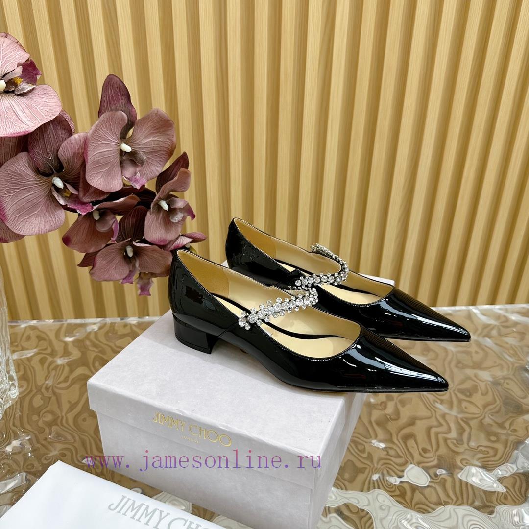 Jimmy Choo | Zhou Yangjie's Classic Diamond Belt Mary Jane Shoes Single Shoes———————————The r4o22q9v - Image 4