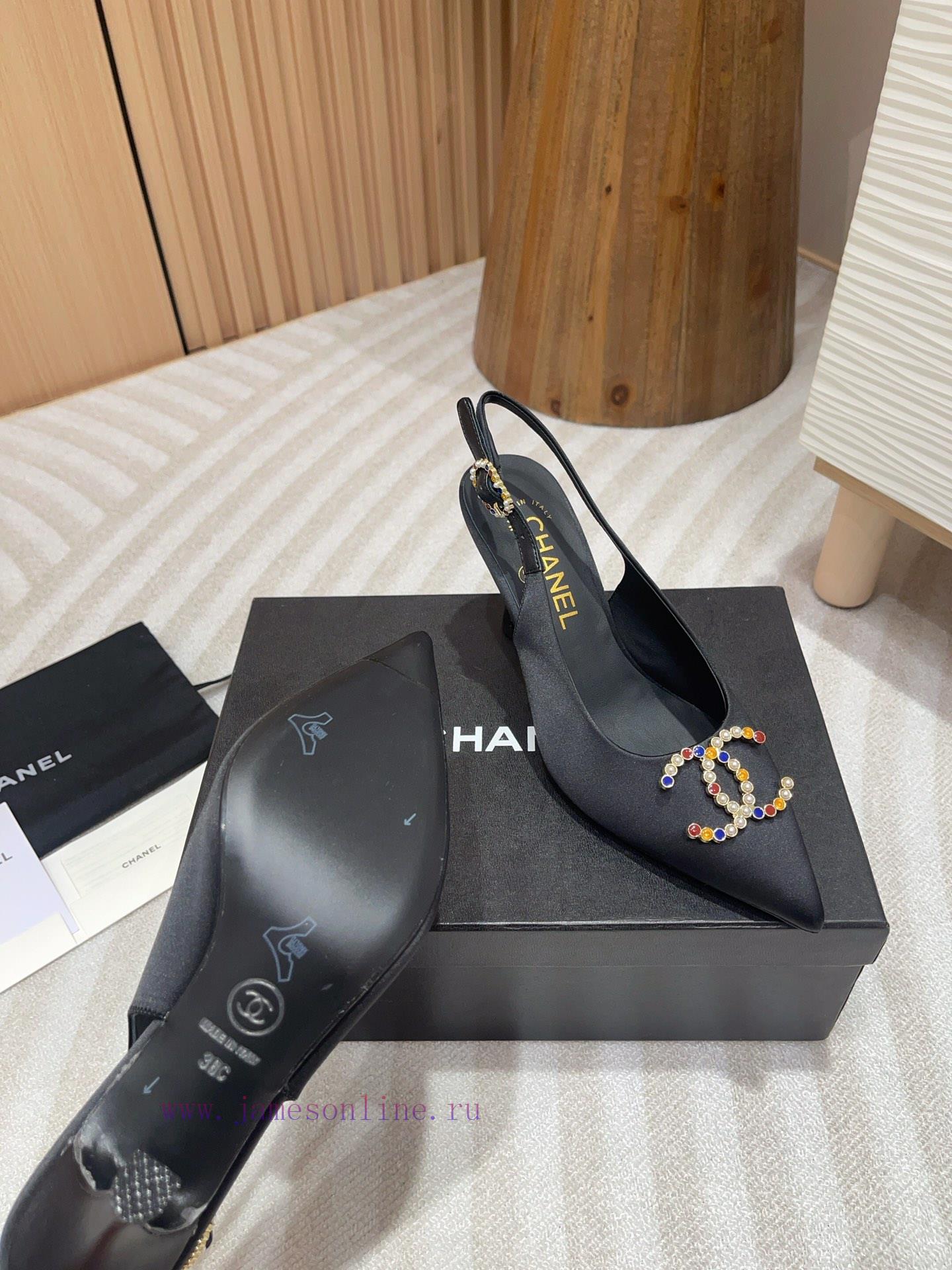 -24FW new Chanel pearl buckle flat/high-heeled sandalsDouble C color bead buckle design, suiyrob5eic - Image 7