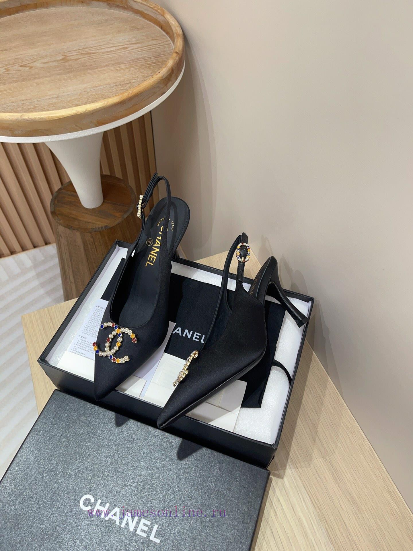 -24FW new Chanel pearl buckle flat/high-heeled sandalsDouble C color bead buckle design, suiyrob5eic - Image 9