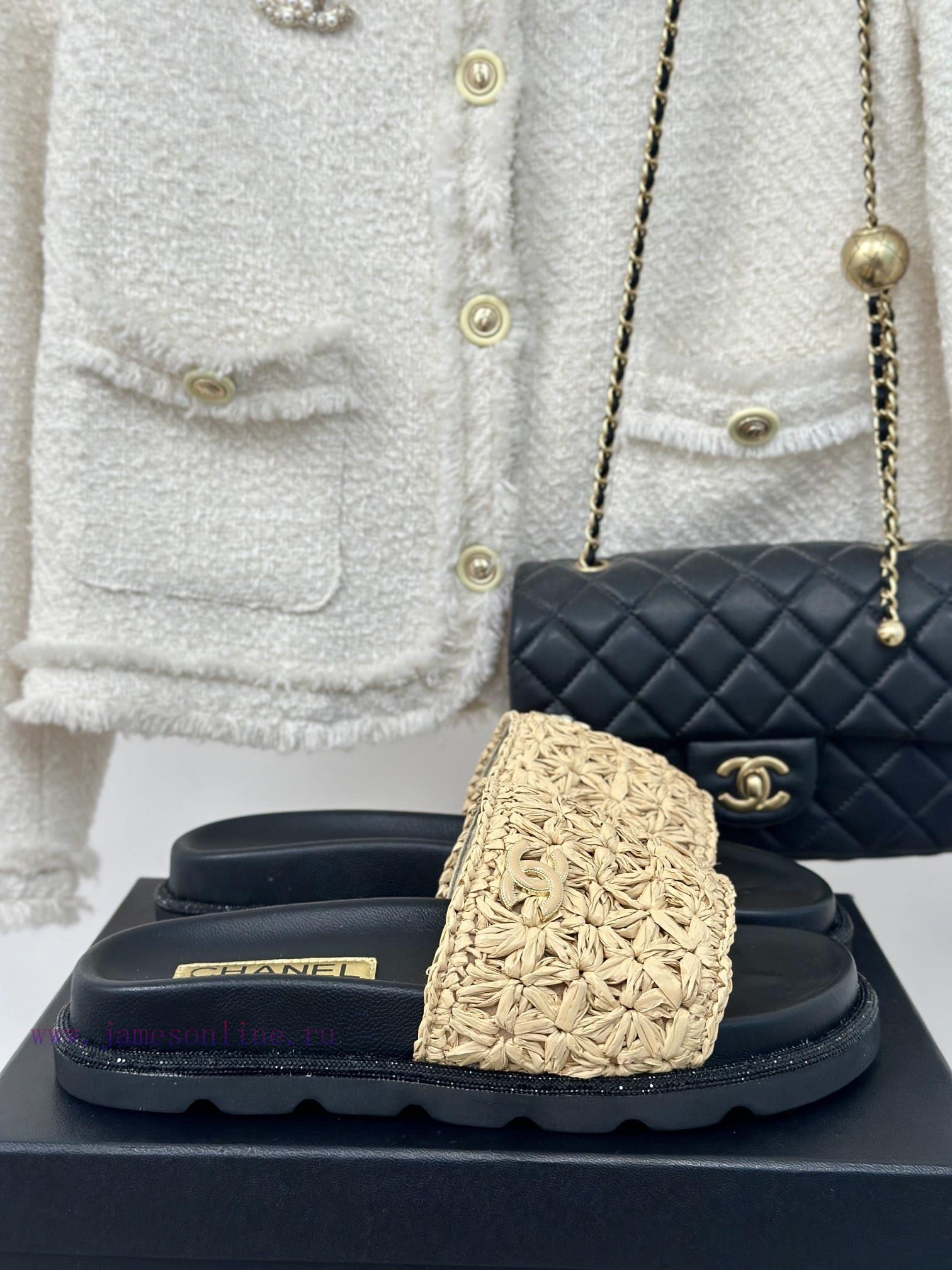 Chanel | Chanel 24P New ProductDouble C cool mat woven lazy slippersSimple and atmospheric, w161fqy6