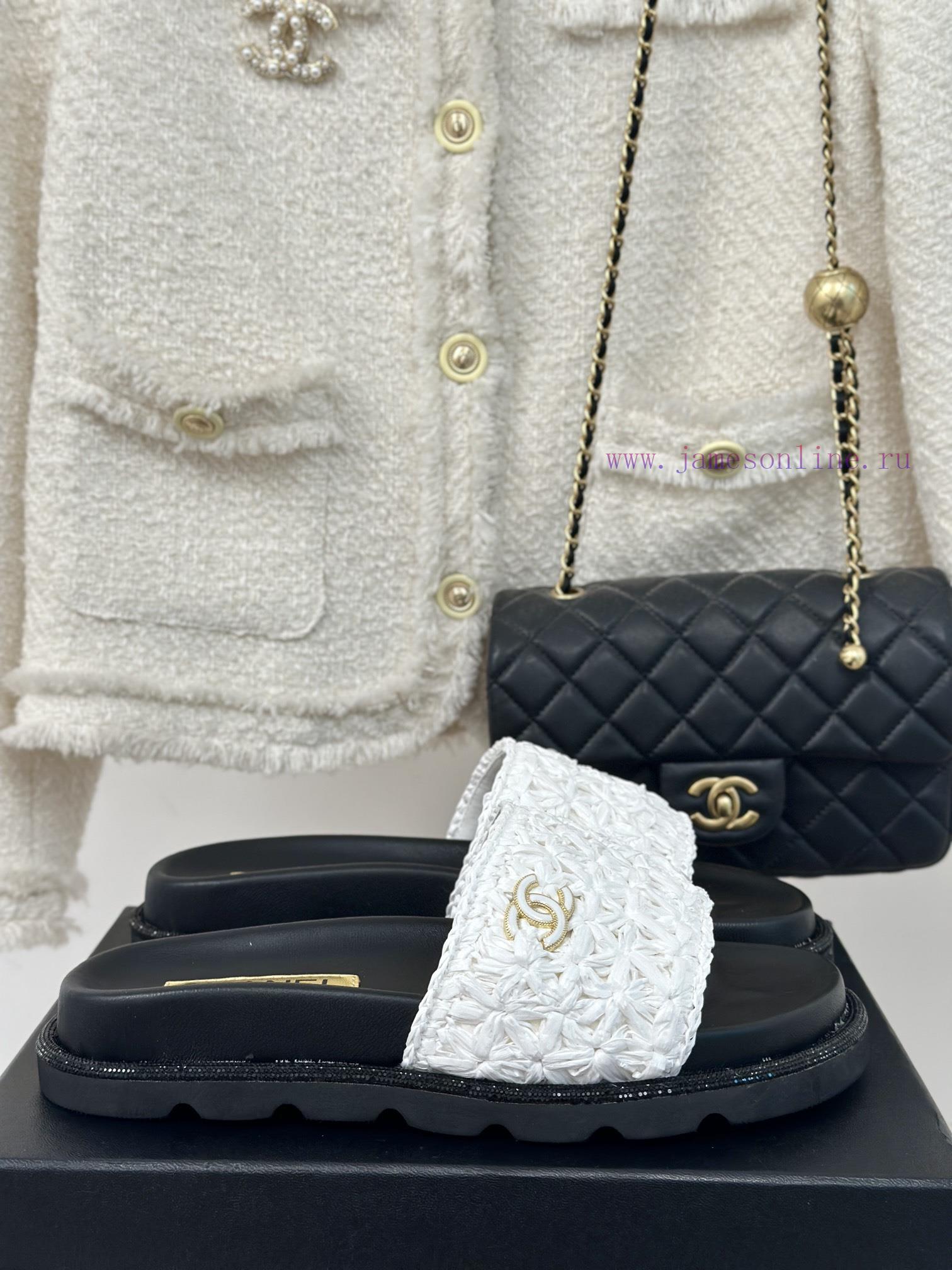 Chanel | Chanel 24P New ProductDouble C cool mat woven lazy slippersSimple and atmospheric, e2wjs8dv - Image 2