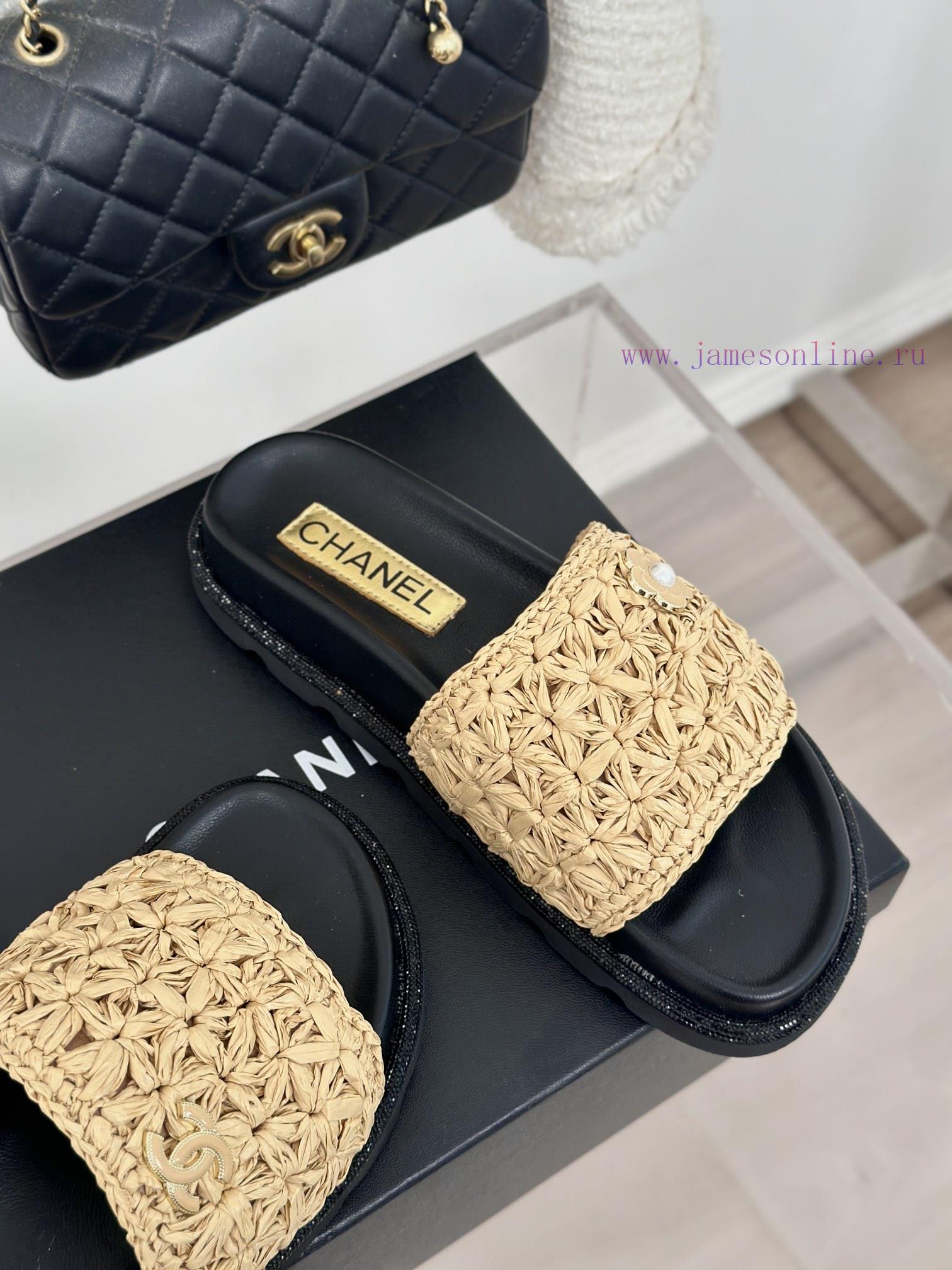 Chanel | Chanel 24P New ProductDouble C cool mat woven lazy slippersSimple and atmospheric, w161fqy6 - Image 6