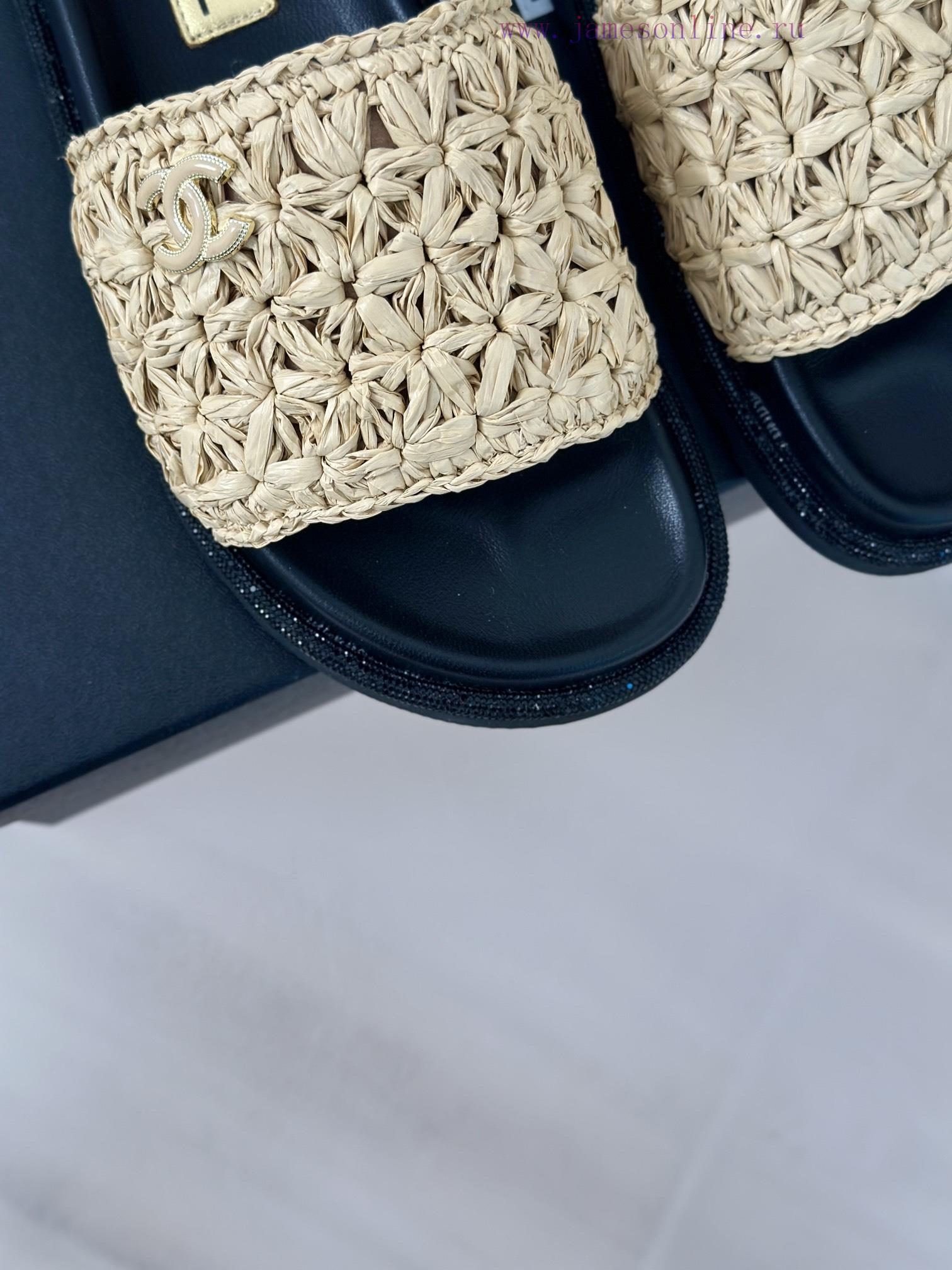 Chanel | Chanel 24P New ProductDouble C cool mat woven lazy slippersSimple and atmospheric, w161fqy6 - Image 8