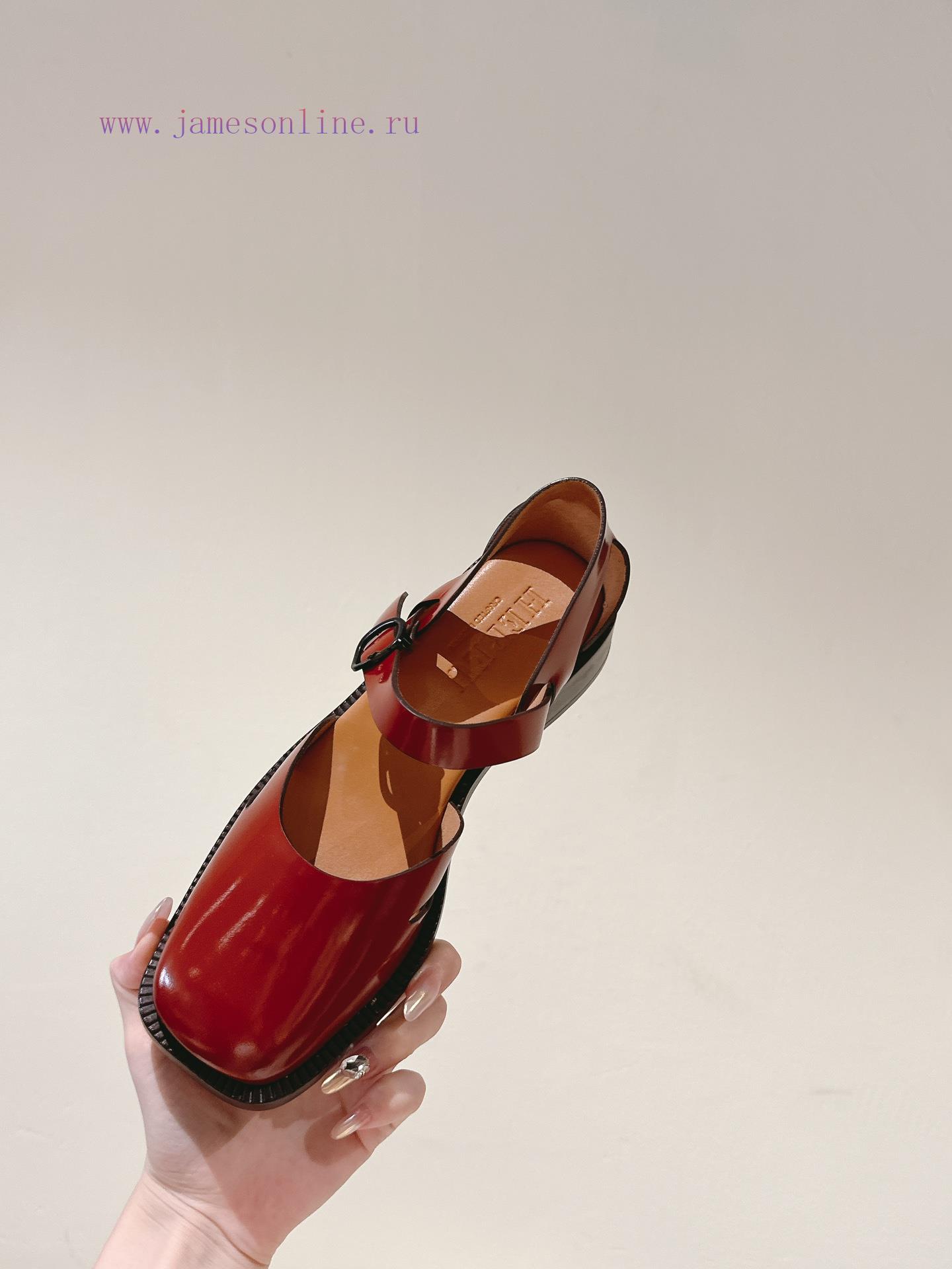 | ²⁰²4 𝐬𝐬 🤍🤎HEREU British minimalist motorcycle sandals with thick heels, round heads, anjk8p2x69 - Image 10