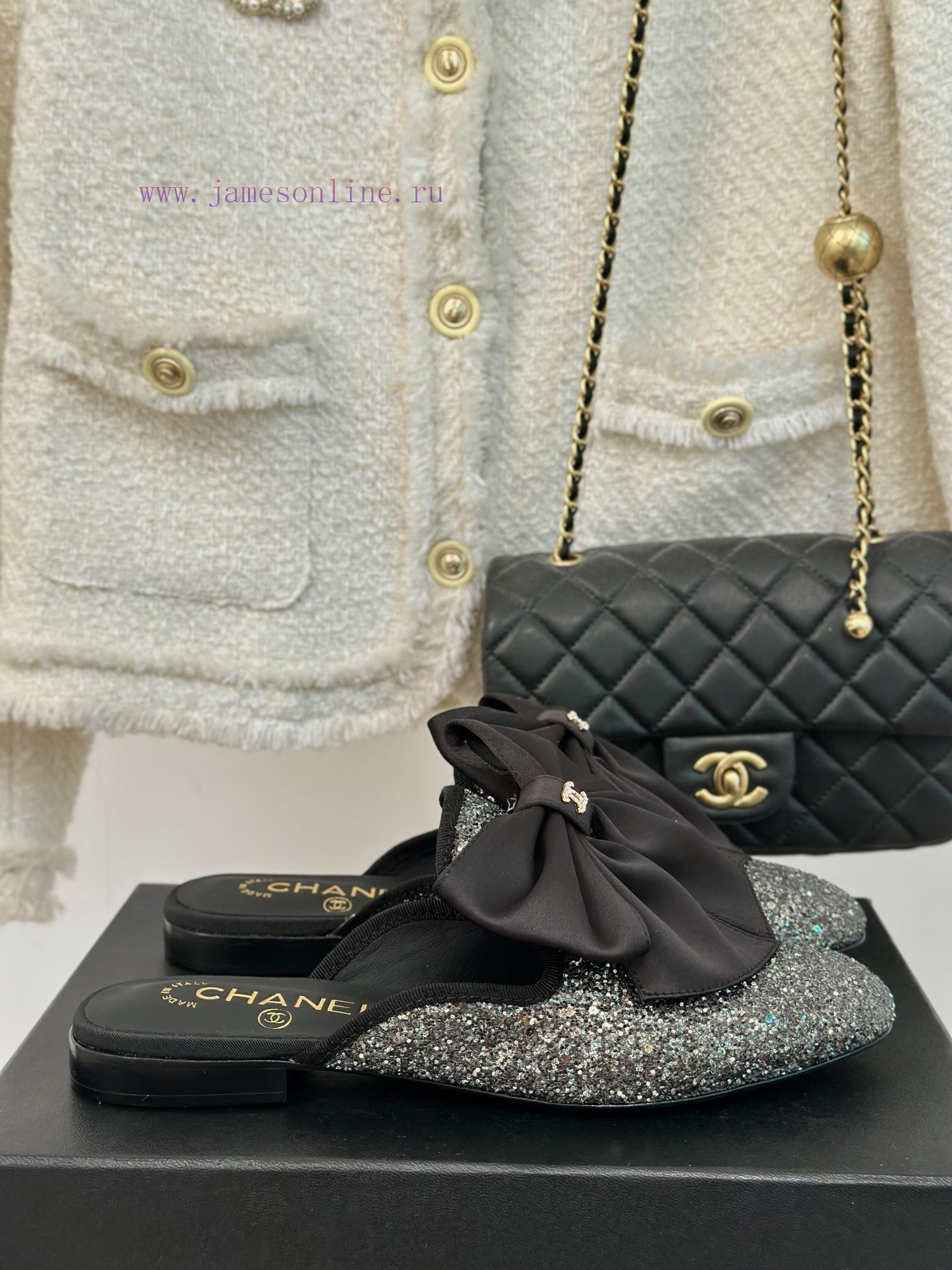 Chanel | Chanel 24P New ProductBig Bow Double C Half Drag SeriesSuper immortal big bow slippruvq9xhz