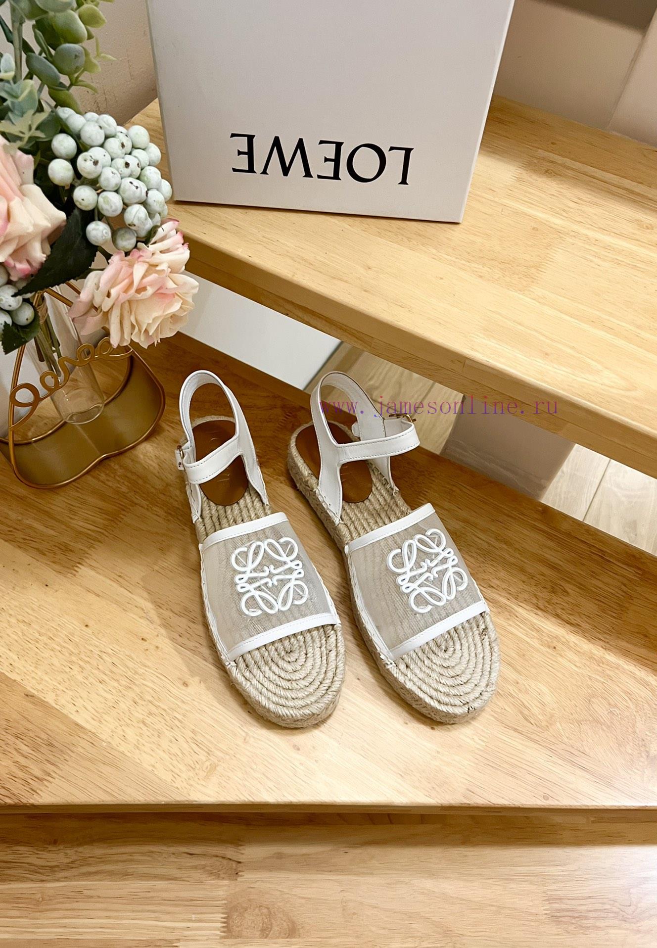 Brand LoeweLOEWE thick soled mesh slippers, fishing shoes for women, canvas and cowhide leathofyk53w - Image 3