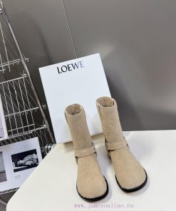 LOEWE 24ss autumn and winter new style square heel thick soled women's boots, foot pedaling fb600w5e