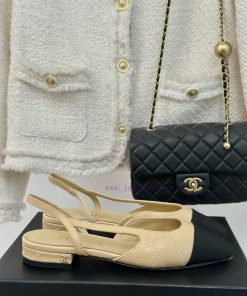 Chanel | Chanel Classic Sling BackColor blocked diamond grid thick heel empty sandalsAlthougyjfpfrm4