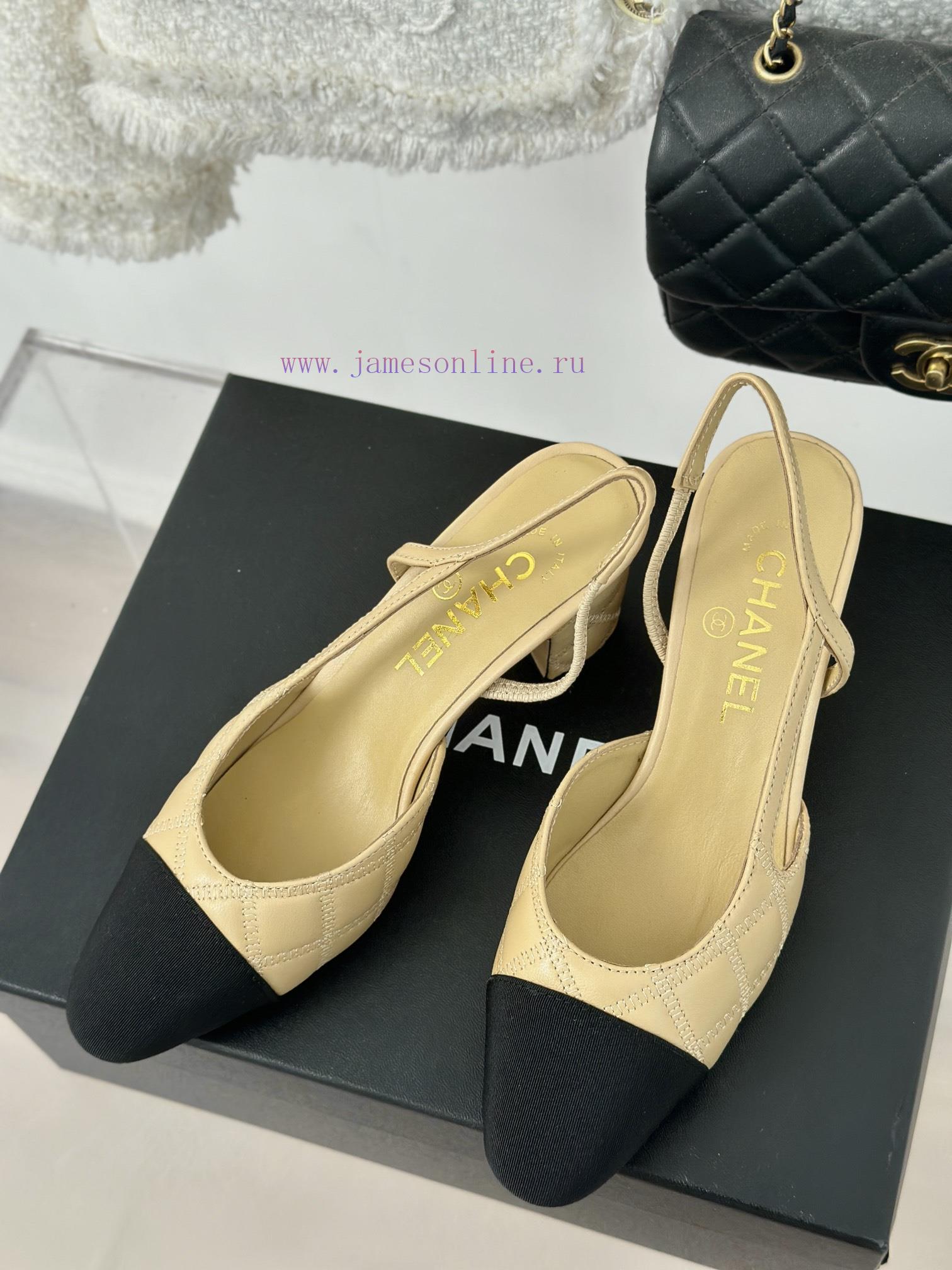 Chanel | Chanel Classic Sling BackColor blocked diamond grid thick heel empty sandalsAlthougiro17g5s - Image 3
