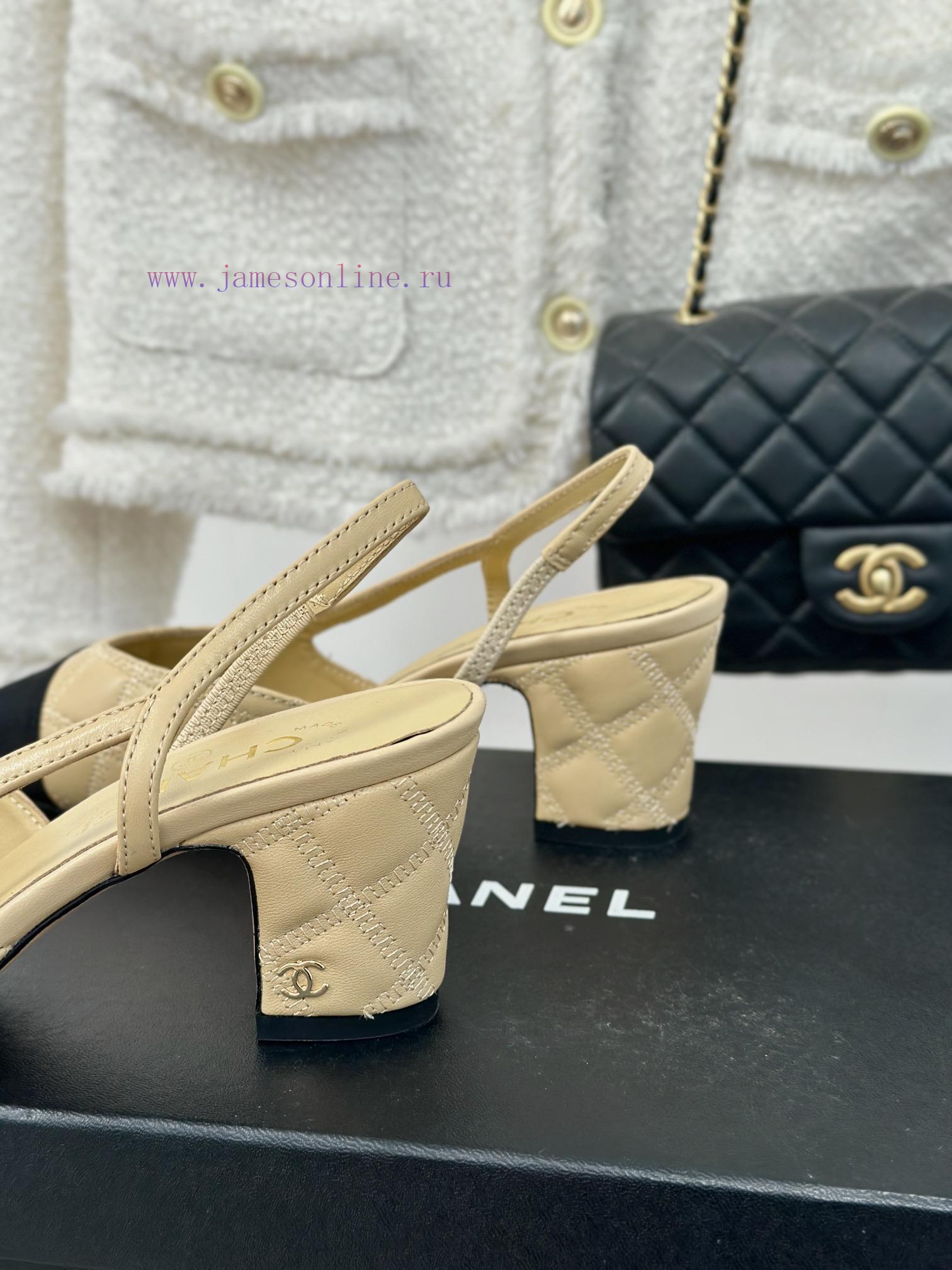 Chanel | Chanel Classic Sling BackColor blocked diamond grid thick heel empty sandalsAlthougiro17g5s - Image 7