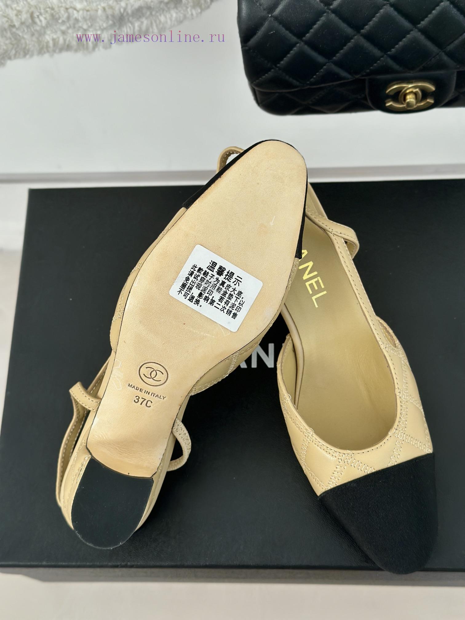 Chanel | Chanel Classic Sling BackColor blocked diamond grid thick heel empty sandalsAlthougiro17g5s - Image 10