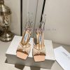 Jimmy Choo 2024 Mesh Hot Diamond Square Head Diamond Chain Sandals 8.5cm, 10.5cm Two Heels Hb2pilzly