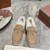 Female male 10Loro Pian * Classic Popular LP Top British Tassel Flat Hairy loafers Upgraded d1vs1ftt