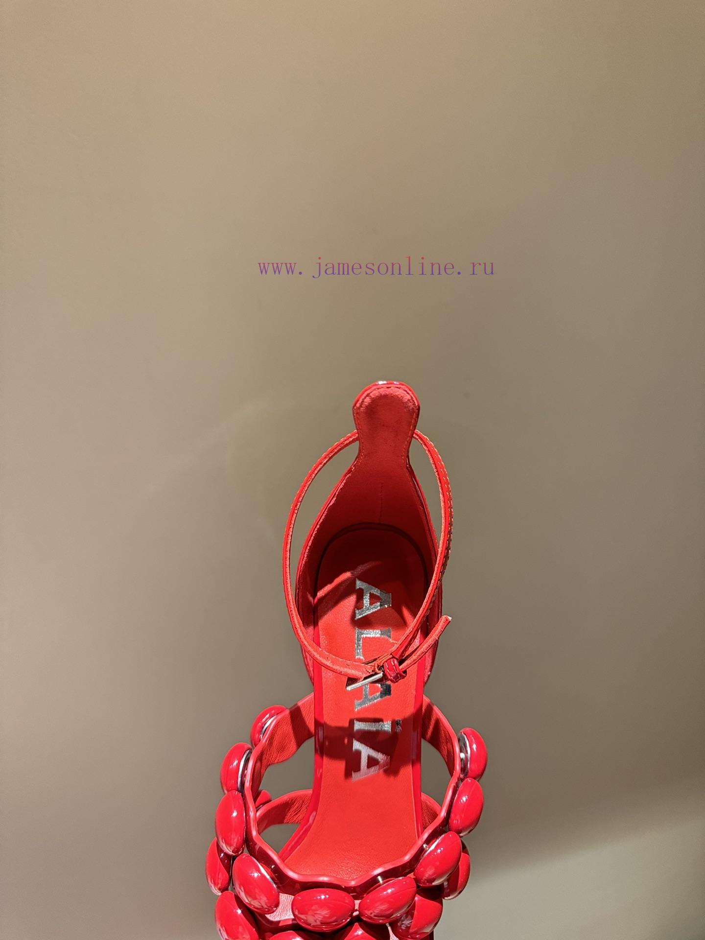 The mostALAIA24 Spring/Summer New Round Headed Straw High Heels Thanks toHe has a backgroundihmaoa5l - Image 6