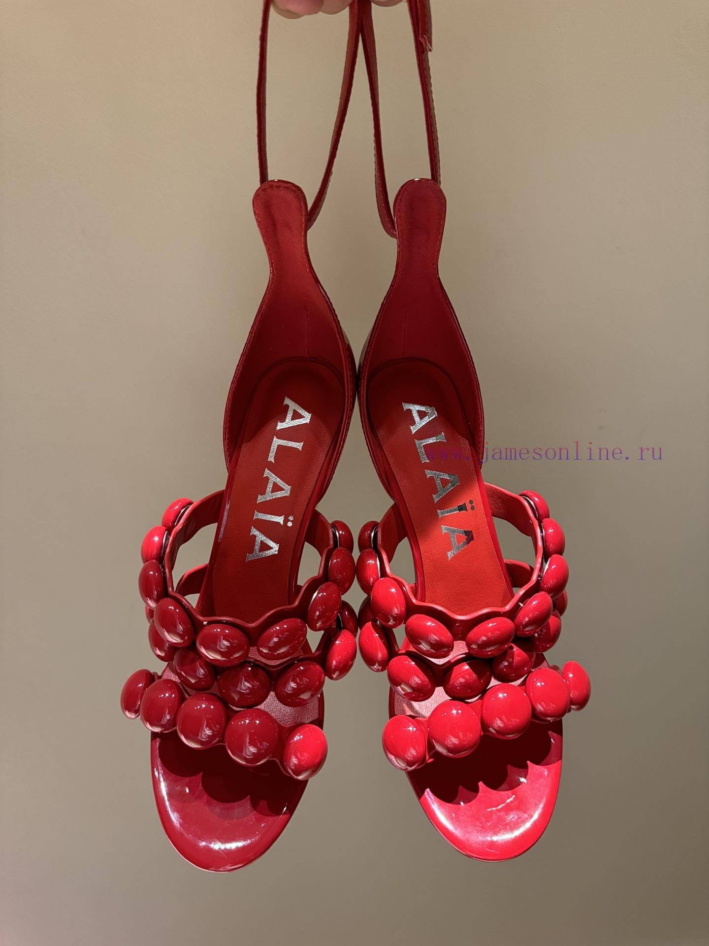 The mostALAIA24 Spring/Summer New Round Headed Straw High Heels Thanks toHe has a backgroundihmaoa5l - Image 10