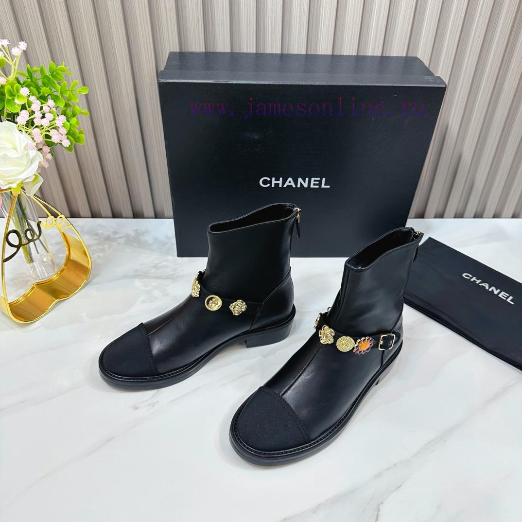 CHANEL 2024 Autumn Martin Boots Single Shoes Sandals SlippersEuropean purchasing agent&Xiang3vkni05t - Image 3