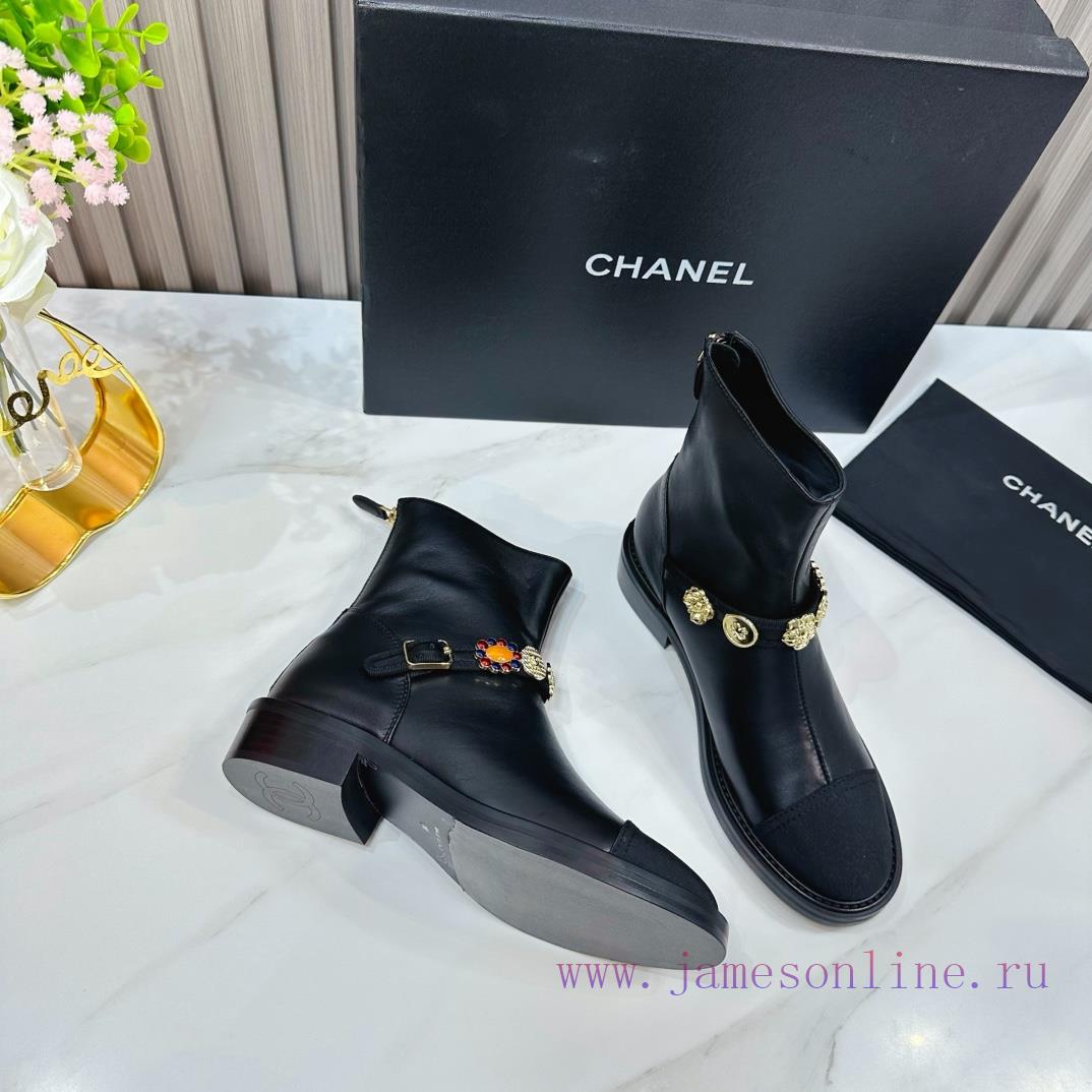CHANEL 2024 Autumn Martin Boots Single Shoes Sandals SlippersEuropean purchasing agent&Xiang3vkni05t - Image 8