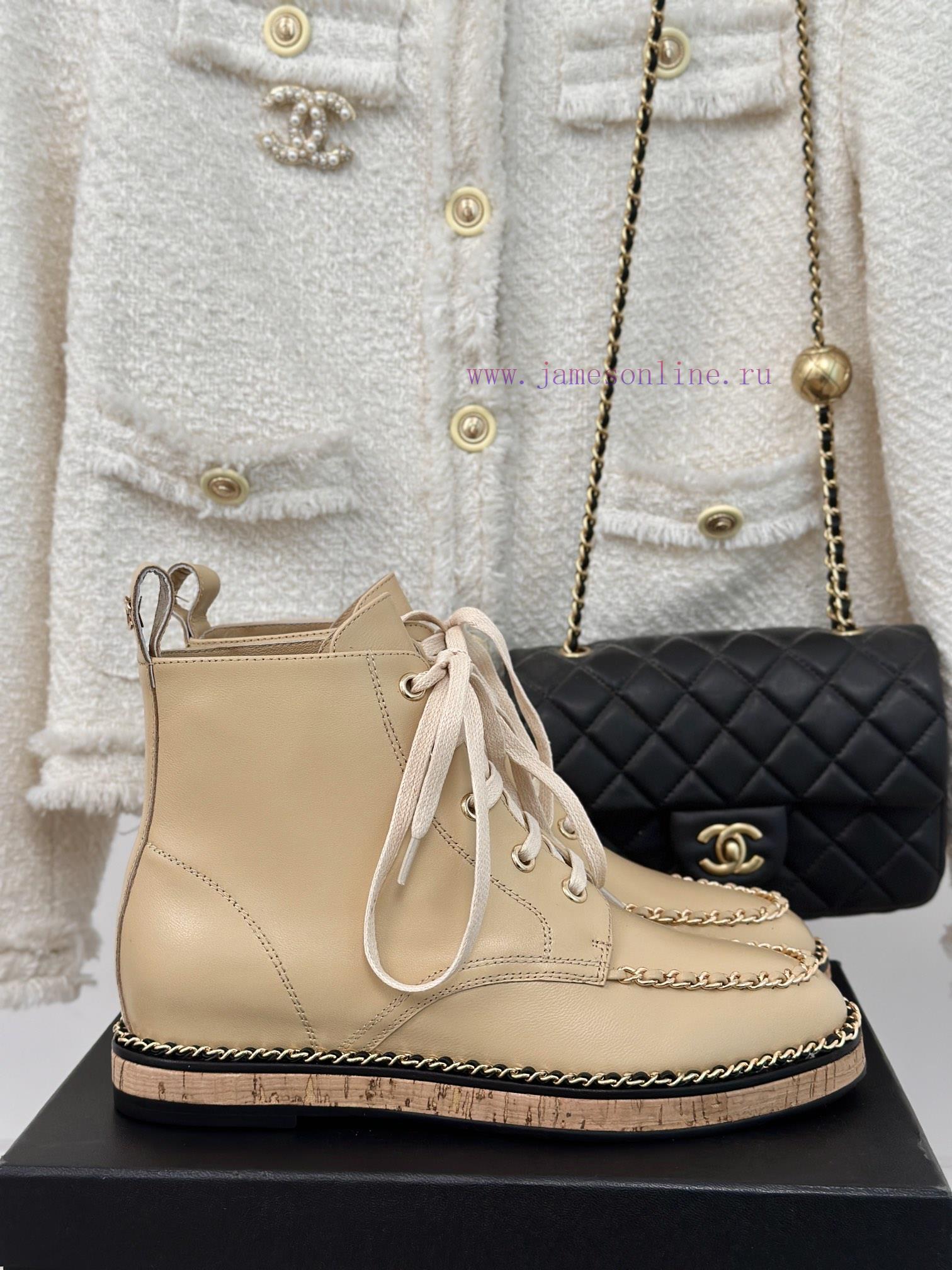 Chanel | Chanel Classic Autumn/WinterChain wood grain bottom short bootsThe shoe upper is ma05w6vbfx - Image 2