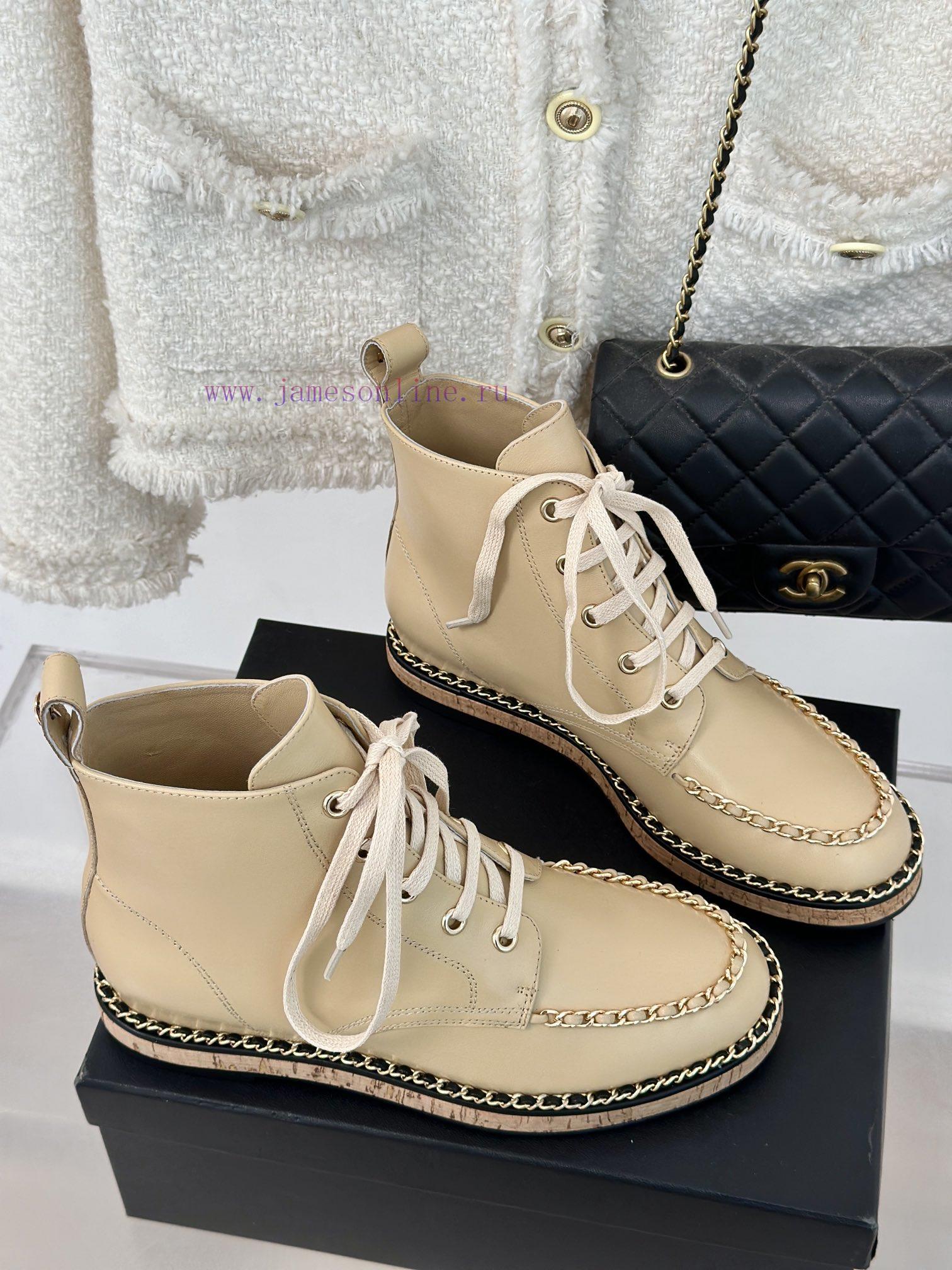 Chanel | Chanel Classic Autumn/WinterChain wood grain bottom short bootsThe shoe upper is ma05w6vbfx - Image 4