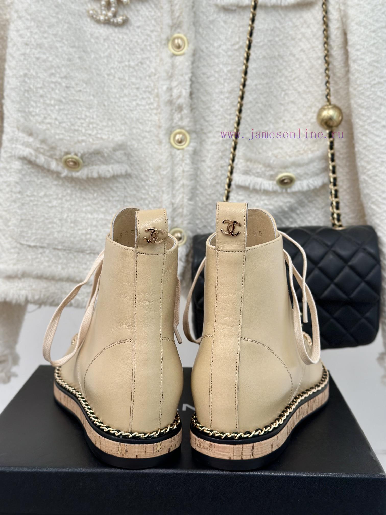 Chanel | Chanel Classic Autumn/WinterChain wood grain bottom short bootsThe shoe upper is ma05w6vbfx - Image 9
