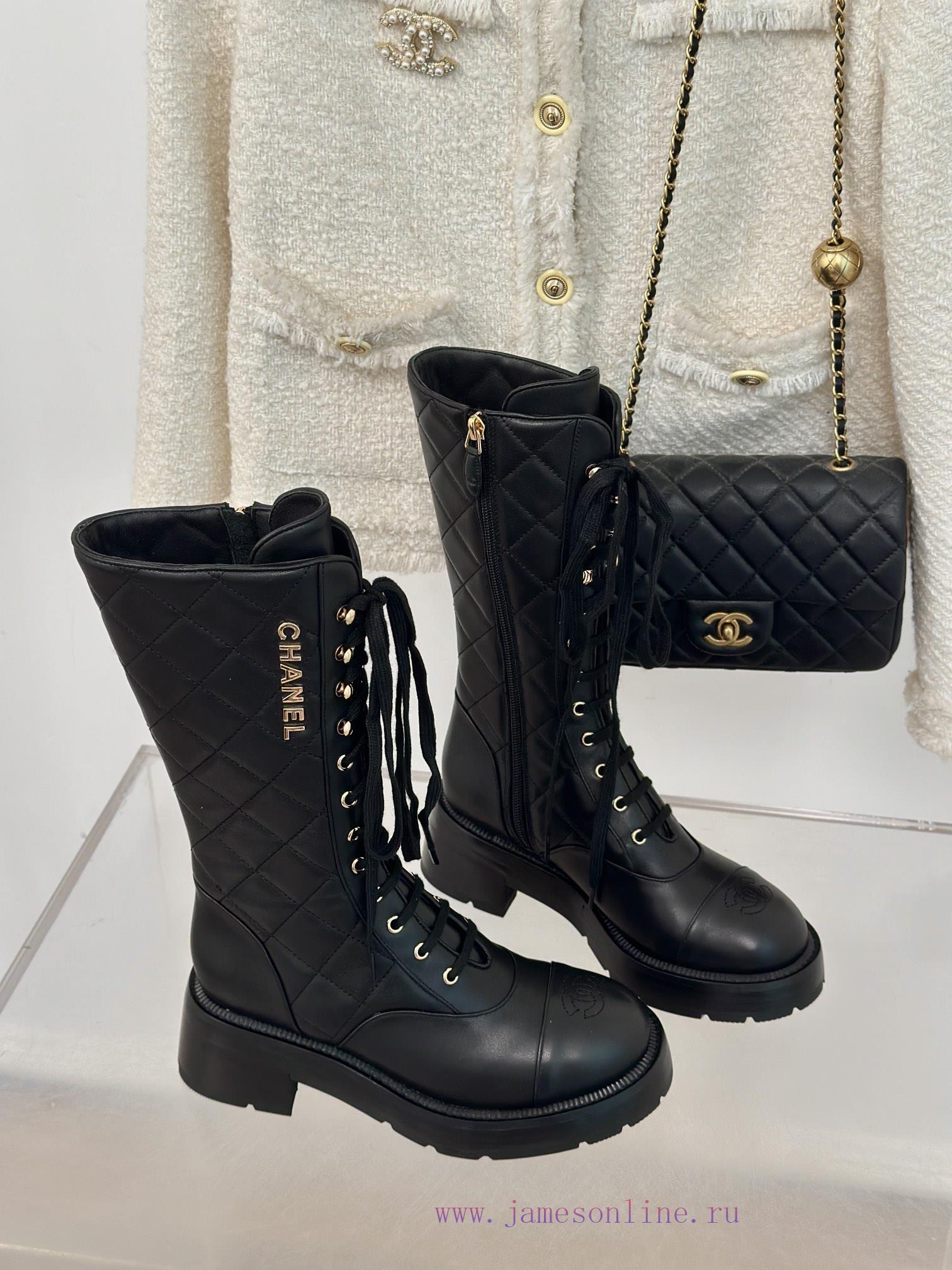 Chanel | Chanel Classic Autumn/Winter Ba Shuang C diamond grid letter thick heeled mid heele5igffotf - Image 4