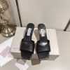 Jimmy Chou, classic square toe V-neck high-heeled slippers with 6.5 kitten heel design, softhmahbvde
