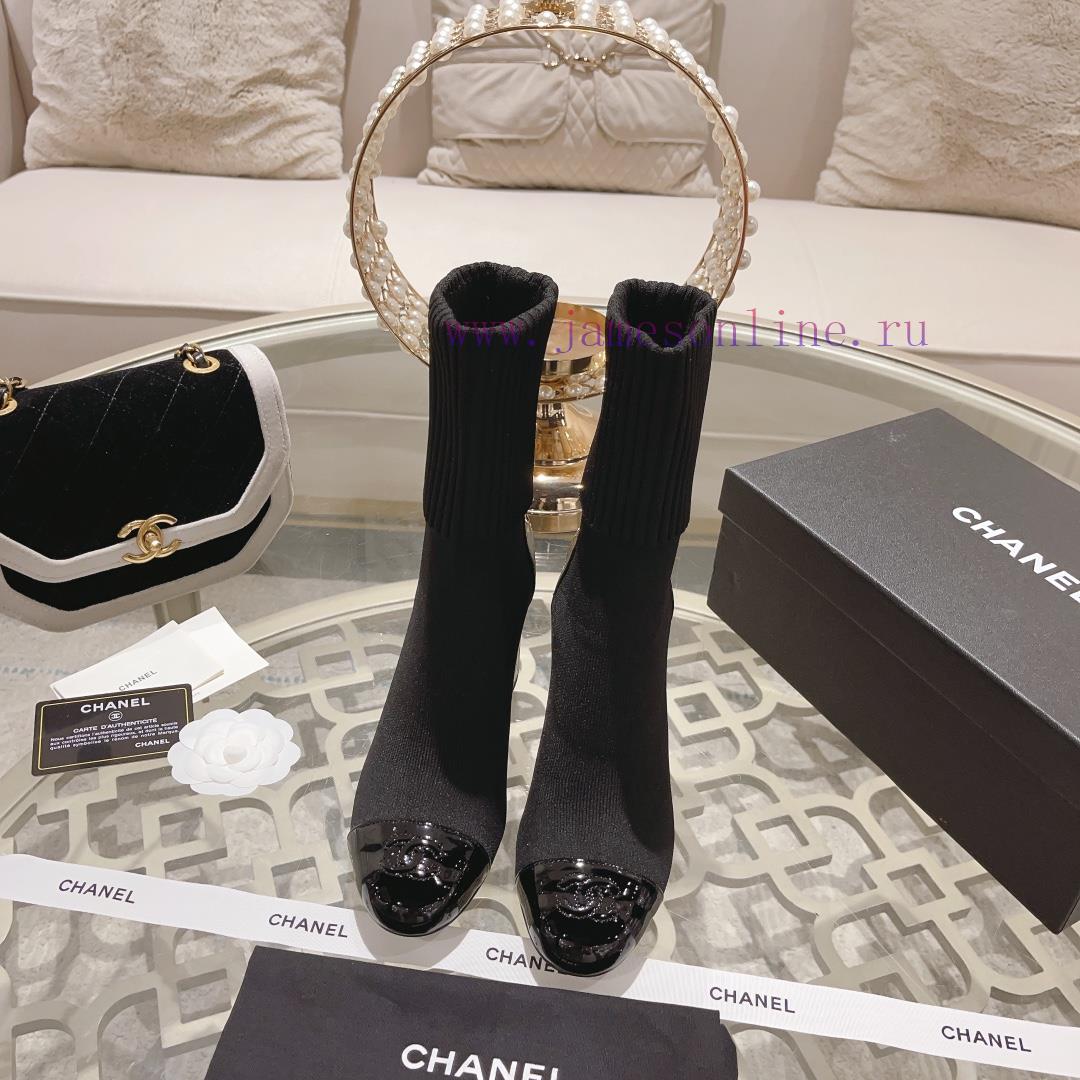 Chanel 24Ss Autumn/Winter Chanel Coarse Heel Socks BootsThe sock tube is made of knitted elaxywstd9w