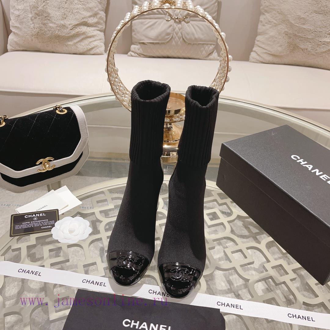 Chanel 24Ss Autumn/Winter Chanel Coarse Heel Socks BootsThe sock tube is made of knitted elaxywstd9w - Image 2