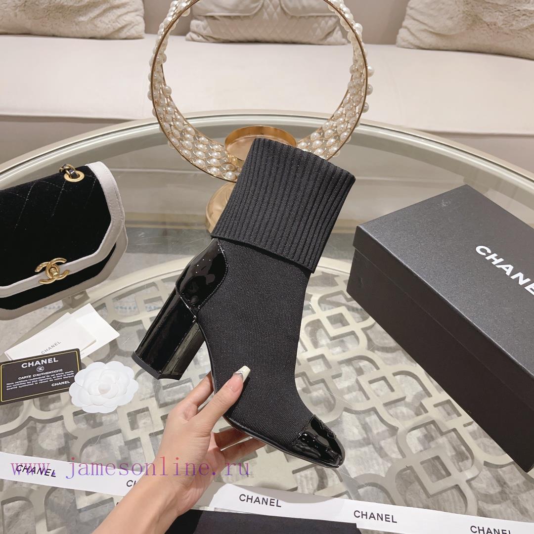 Chanel 24Ss Autumn/Winter Chanel Coarse Heel Socks BootsThe sock tube is made of knitted elaxywstd9w - Image 4