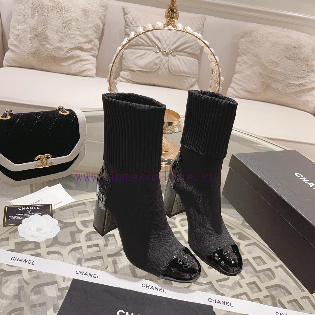 Chanel 24Ss Autumn/Winter Chanel Coarse Heel Socks BootsThe sock tube is made of knitted elaxywstd9w - Image 6