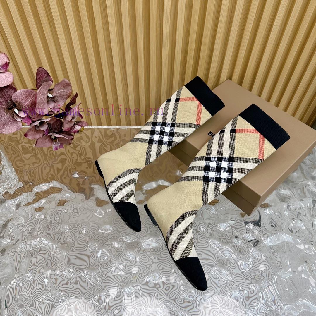 Burberry launches its latest square toe slim heel plaid elastic knitted socks boots in 2024—c16iruz9 - Image 8