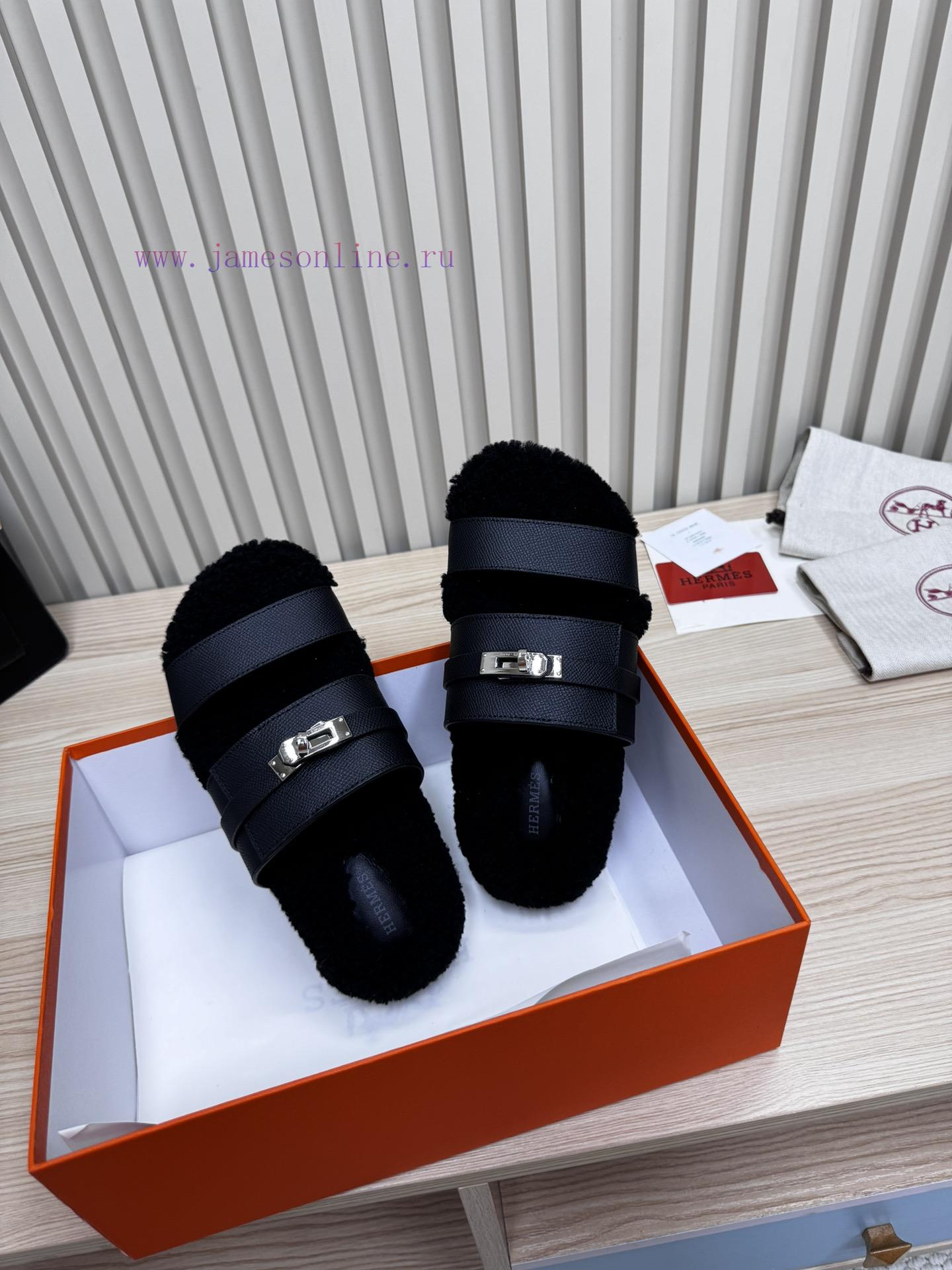 Couple style fashion hit Hermes wool slippers, excellent qualityThe shoe upper is made of imq2hlis9w - Image 9