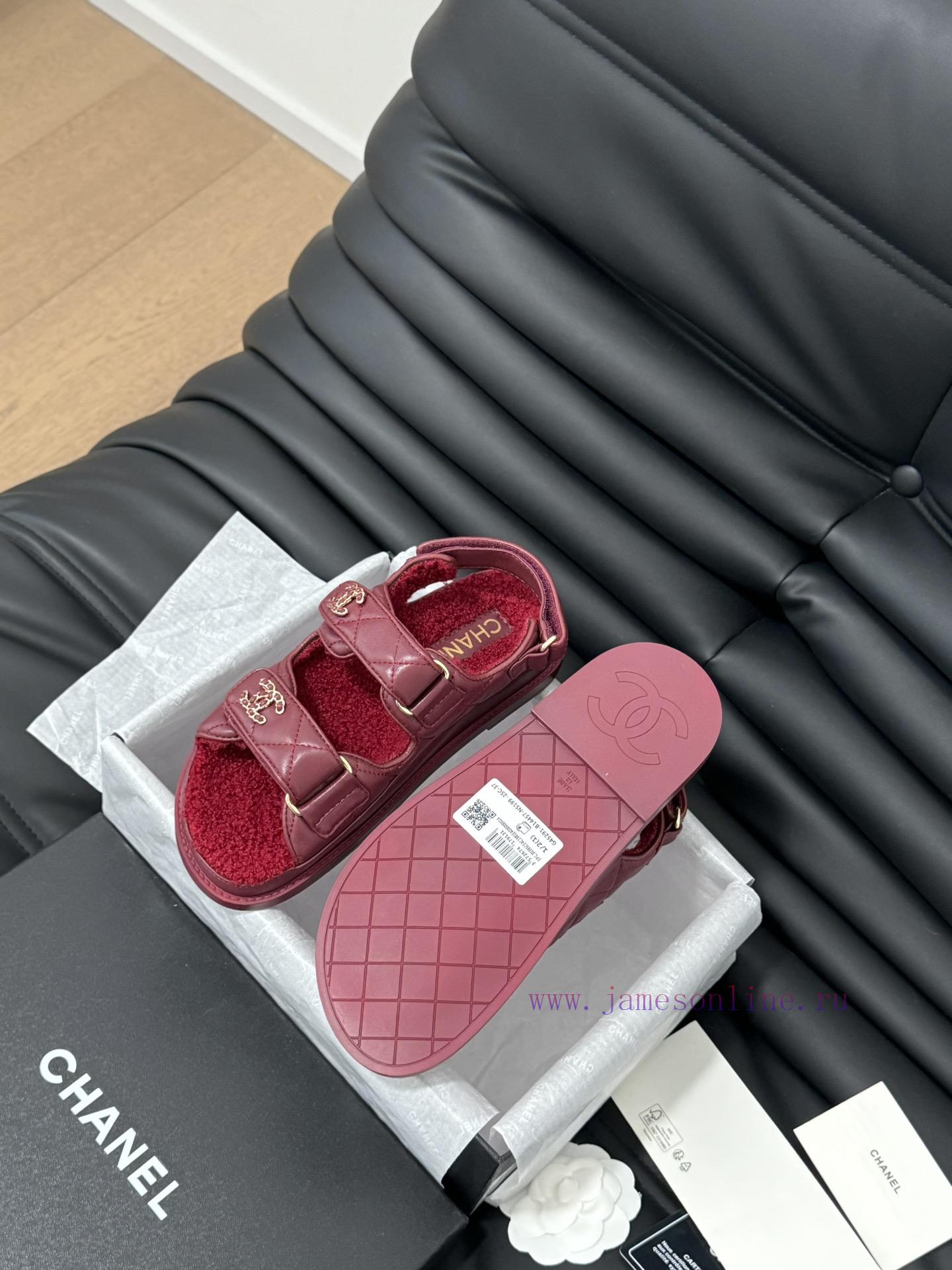 Chanel 24 new wool Velcro sandal series with foam outsoleAutumn and Winter Wool SeriesAll wor5w75mi1 - Image 3