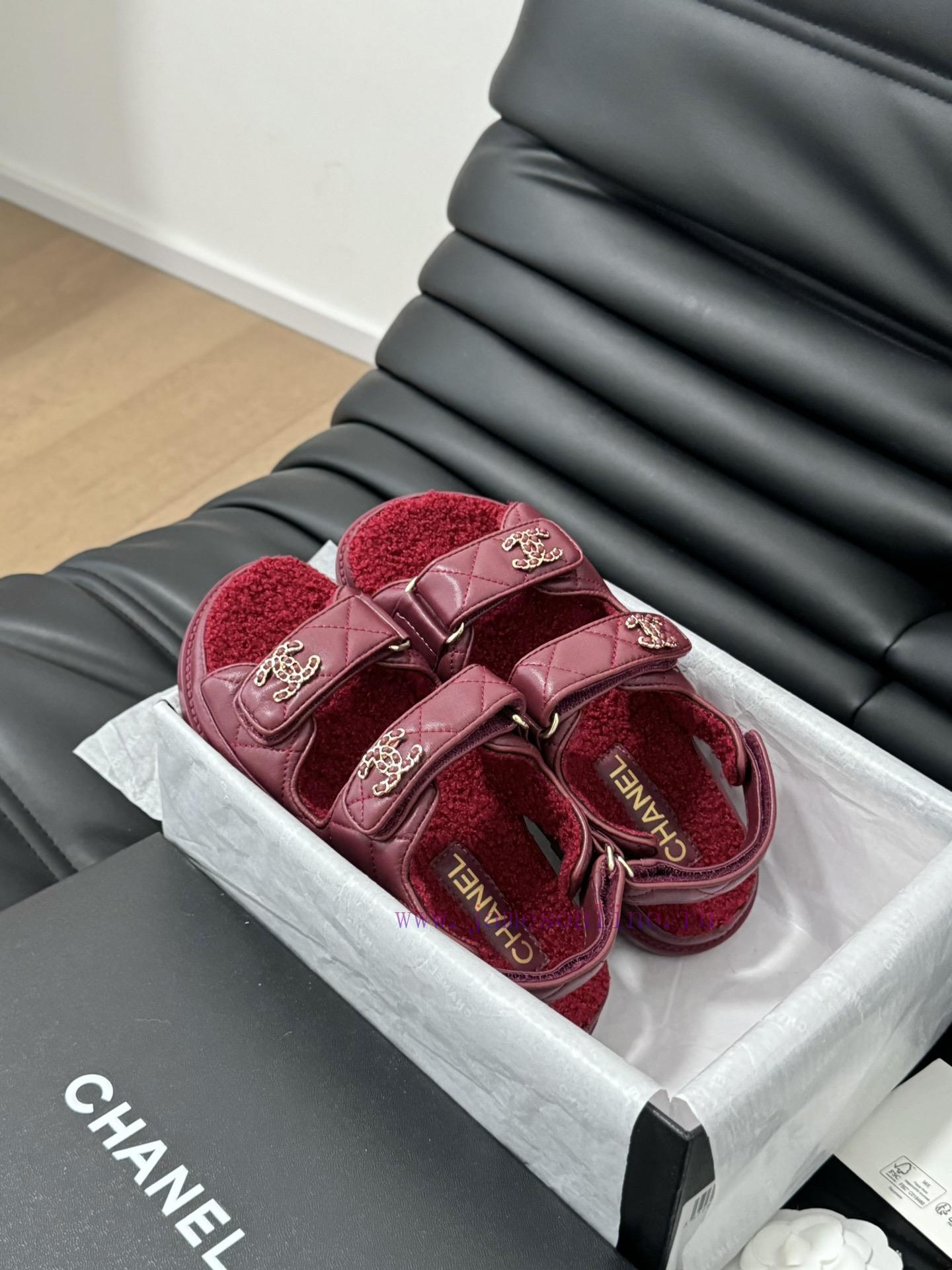 Chanel 24 new wool Velcro sandal series with foam outsoleAutumn and Winter Wool SeriesAll wor5w75mi1 - Image 7