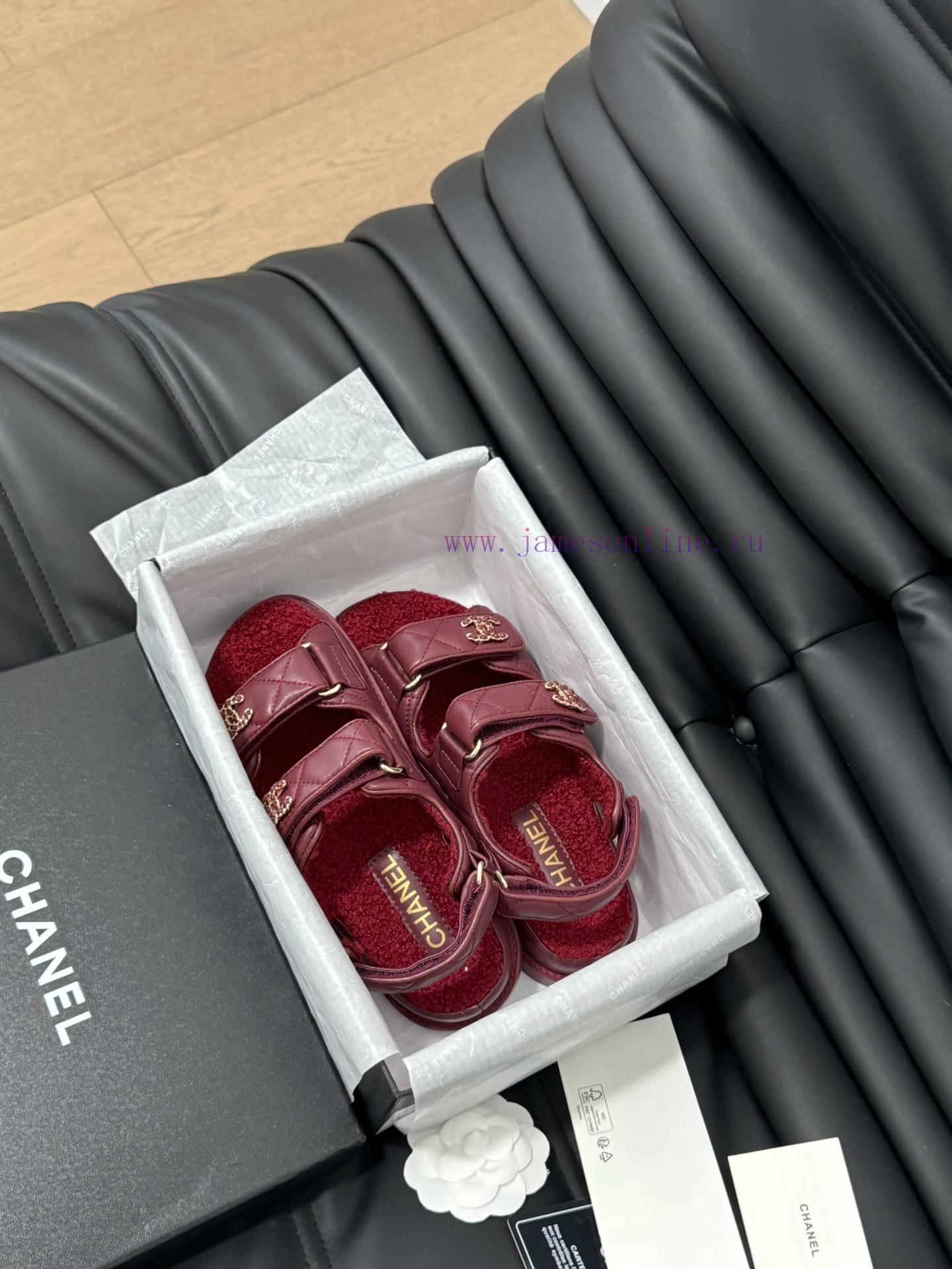 Chanel 24 new wool Velcro sandal series with foam outsoleAutumn and Winter Wool SeriesAll wor5w75mi1 - Image 9