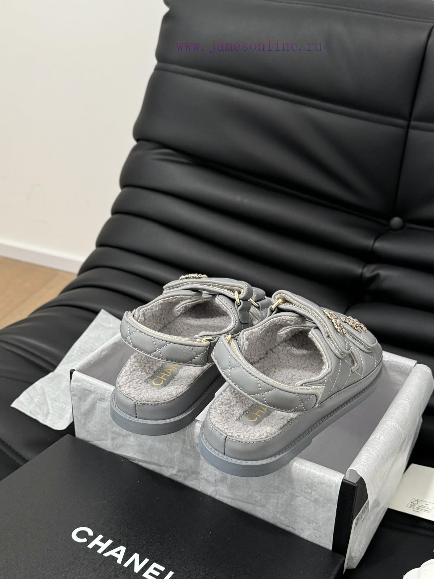 Chanel 24 new wool Velcro sandal series with foam outsoleAutumn and Winter Wool SeriesAll wo55hasrdb - Image 4