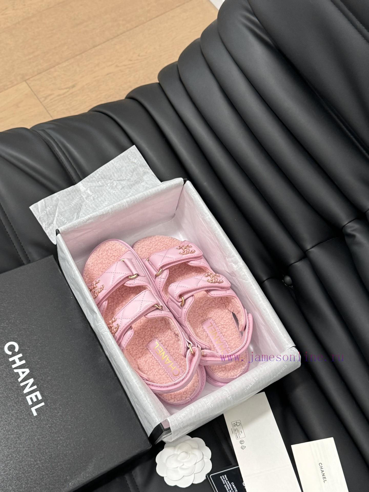 Chanel 24 new wool Velcro sandal series with foam outsoleAutumn and Winter Wool SeriesAll wo2mgphyag - Image 10