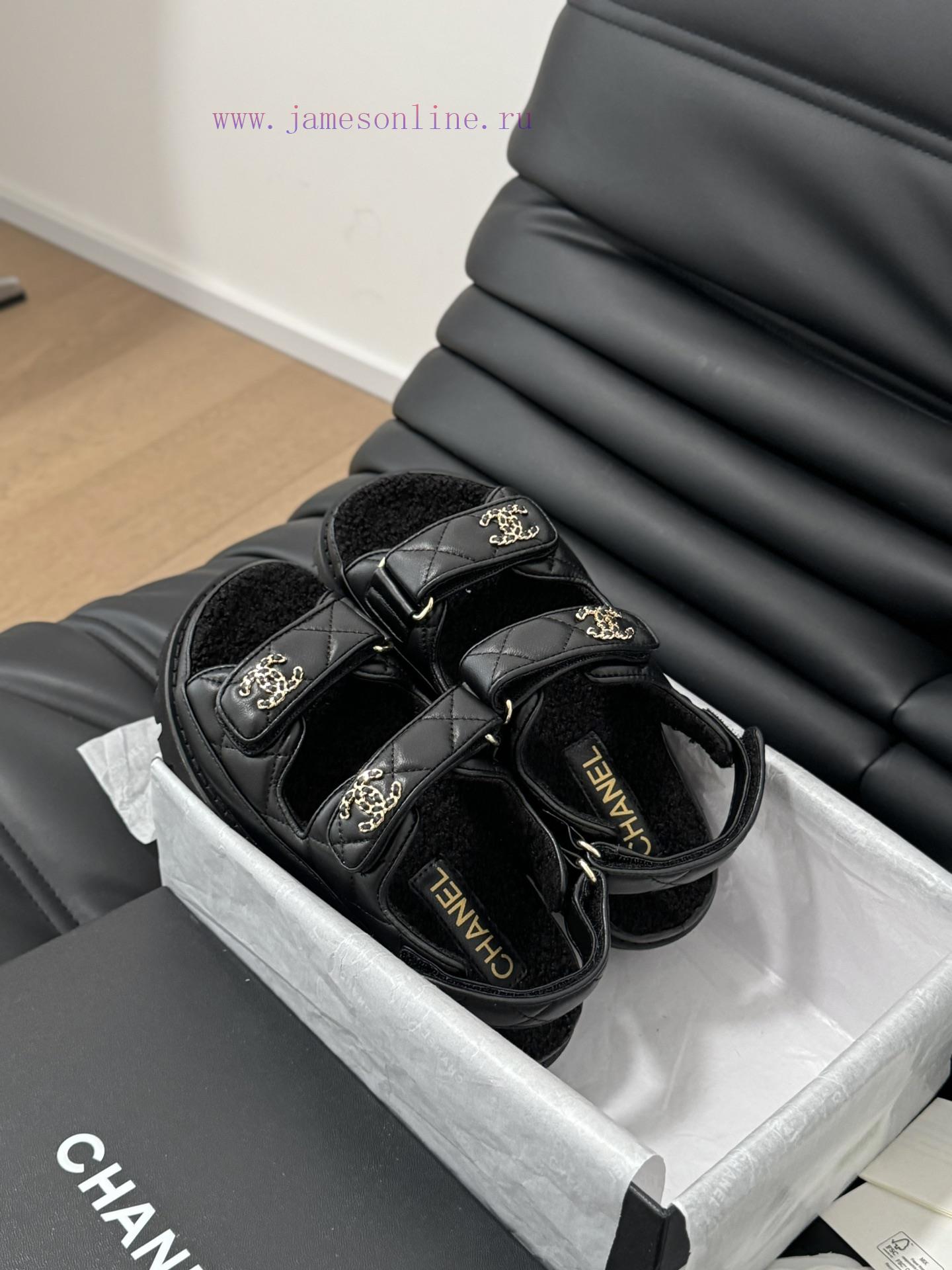 Chanel 24 new wool Velcro sandal series with foam outsoleAutumn and Winter Wool SeriesAll woqimockld - Image 8