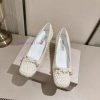 Jimmy Chou, 24ss Mary Jane Pearl Small Square Heel Dancing Shoes Come with Time to Live, Bal20ox213g