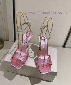 Jimmy Chou, classic square toe high-heeled sandals with a slim metal heel design of 10 centilk455sme