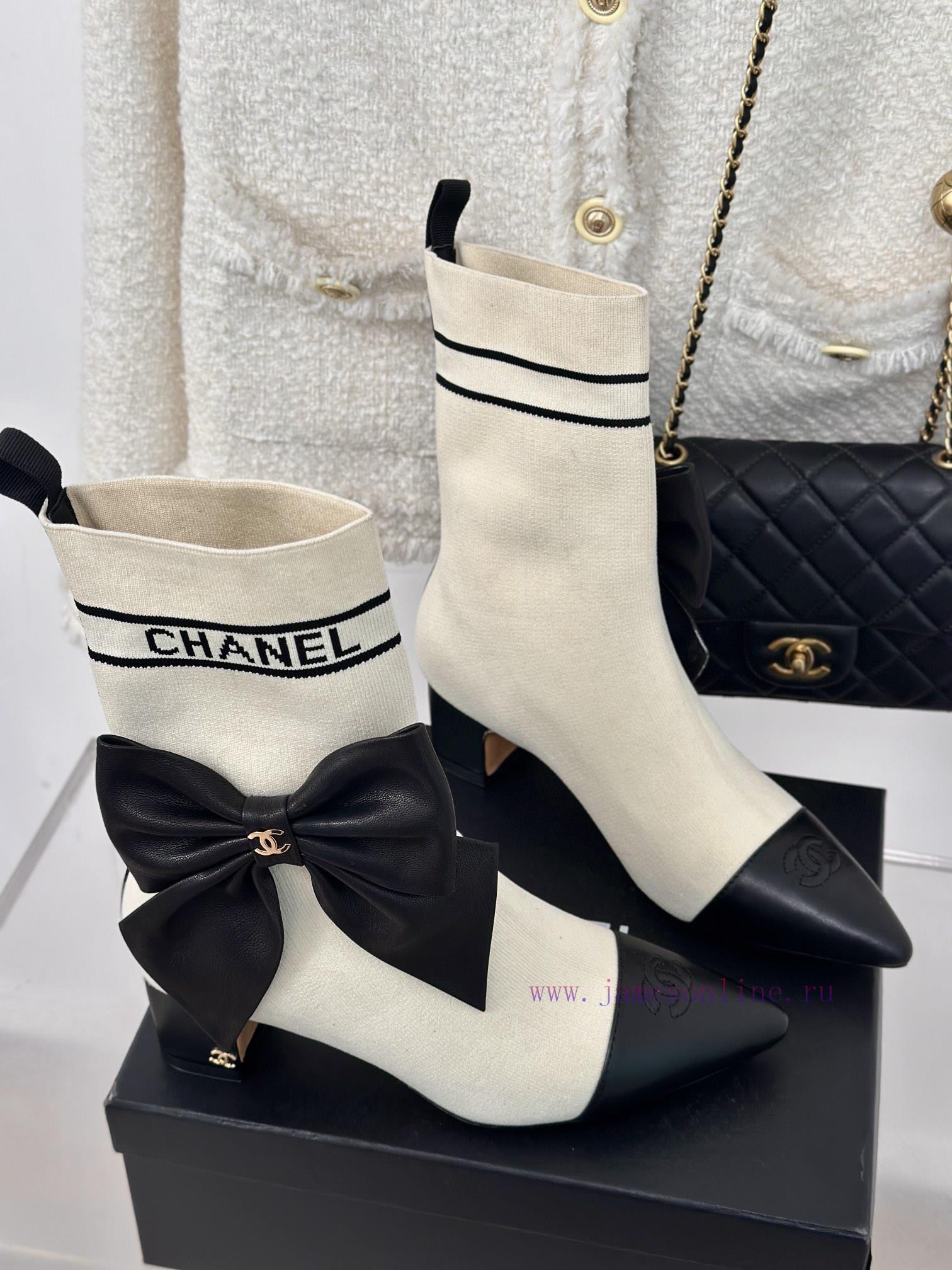 Chanel | Chanel 24B Autumn/Winter New High Heels Bow Socks BootsThis season's Rocket Goddessagra0aae - Image 4