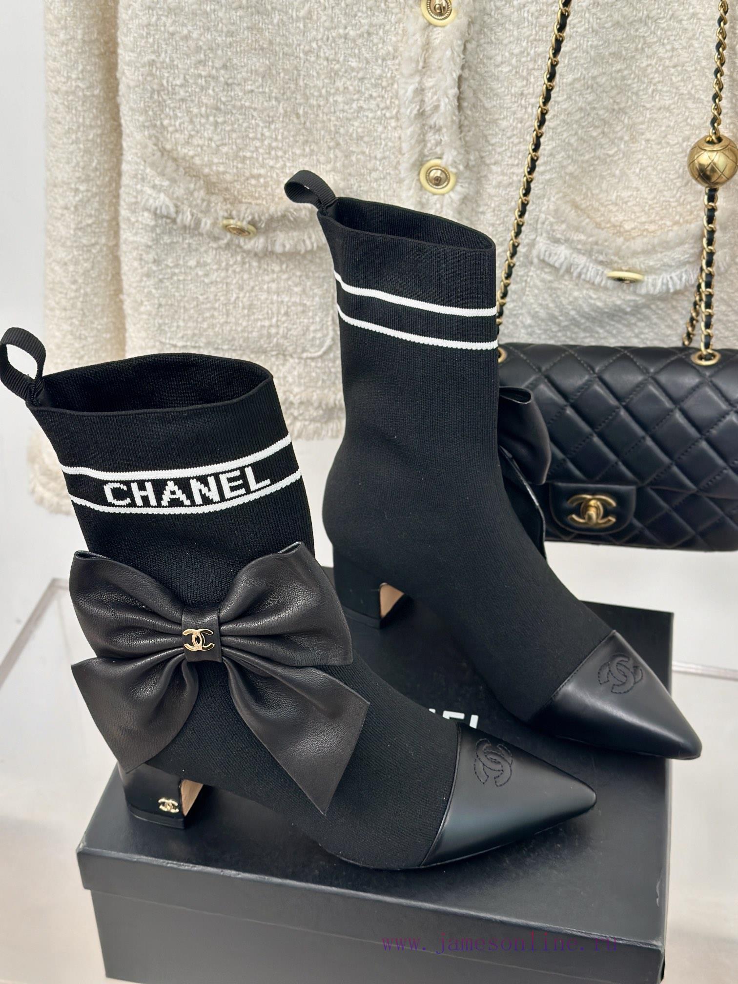 Chanel | Chanel 24B Autumn/Winter New High Heels Bow Socks BootsThis season's Rocket Goddessuvb6jc57 - Image 4