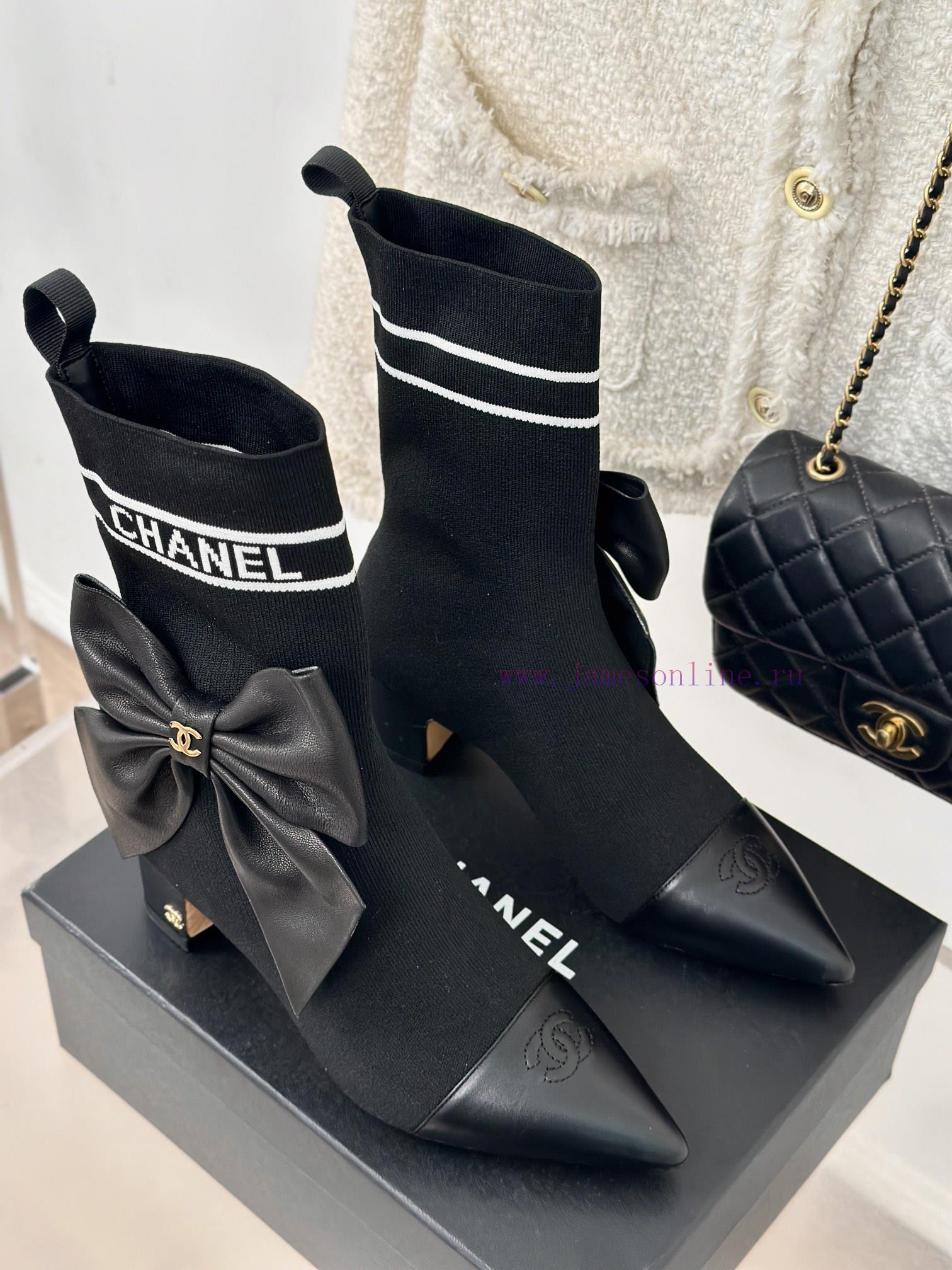 Chanel | Chanel 24B Autumn/Winter New High Heels Bow Socks BootsThis season's Rocket Goddessuvb6jc57 - Image 5