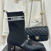 Chanel | Chanel 24B Autumn/Winter New Product Metal Double C Pointed Coarse Heel Socks Bootsc1zqihj1