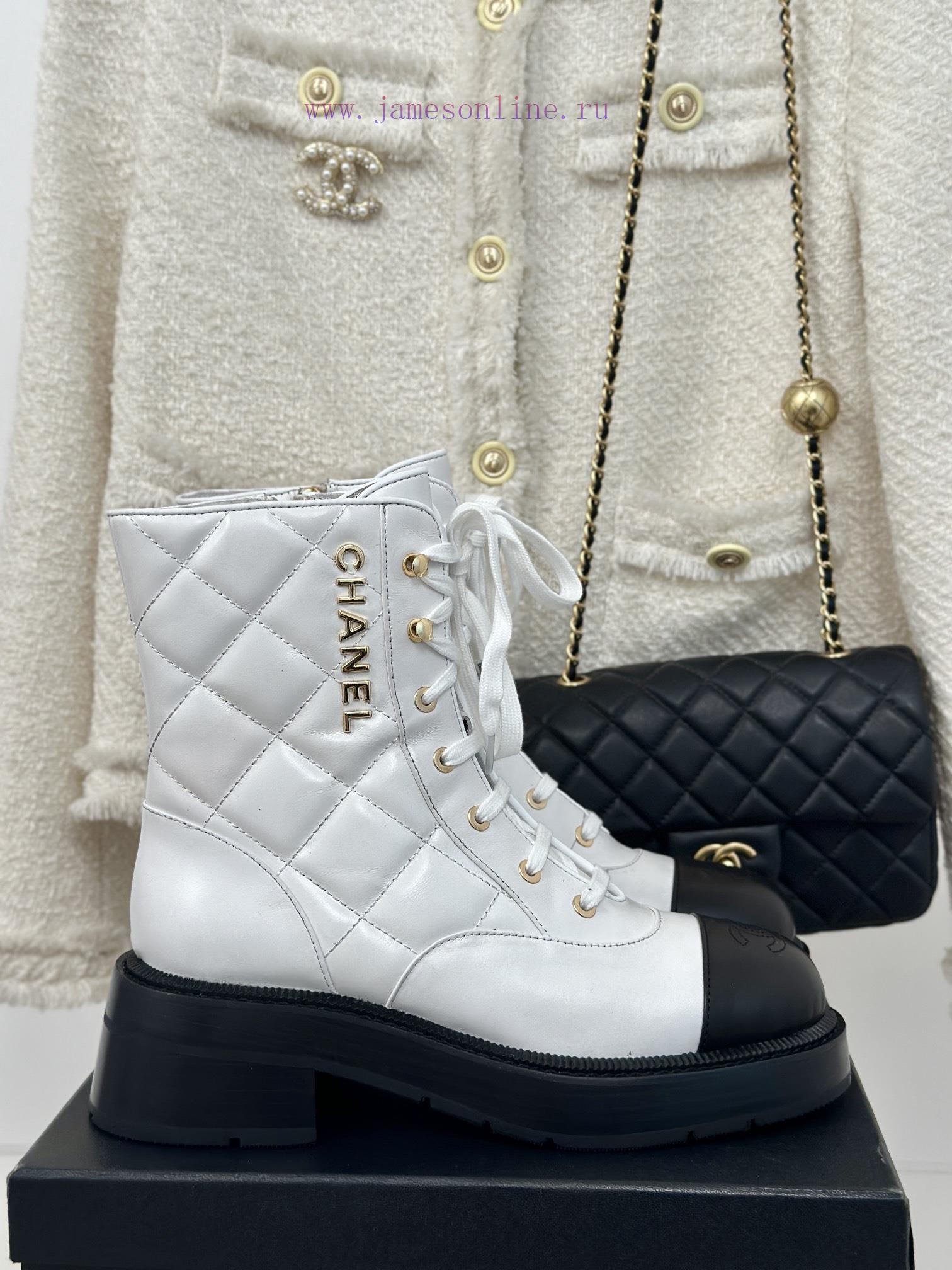 Chanel | Chanel Classic Autumn/Winter Double C Diamond Grid Letter Thick Heel Short BootsTheh19tmq4v