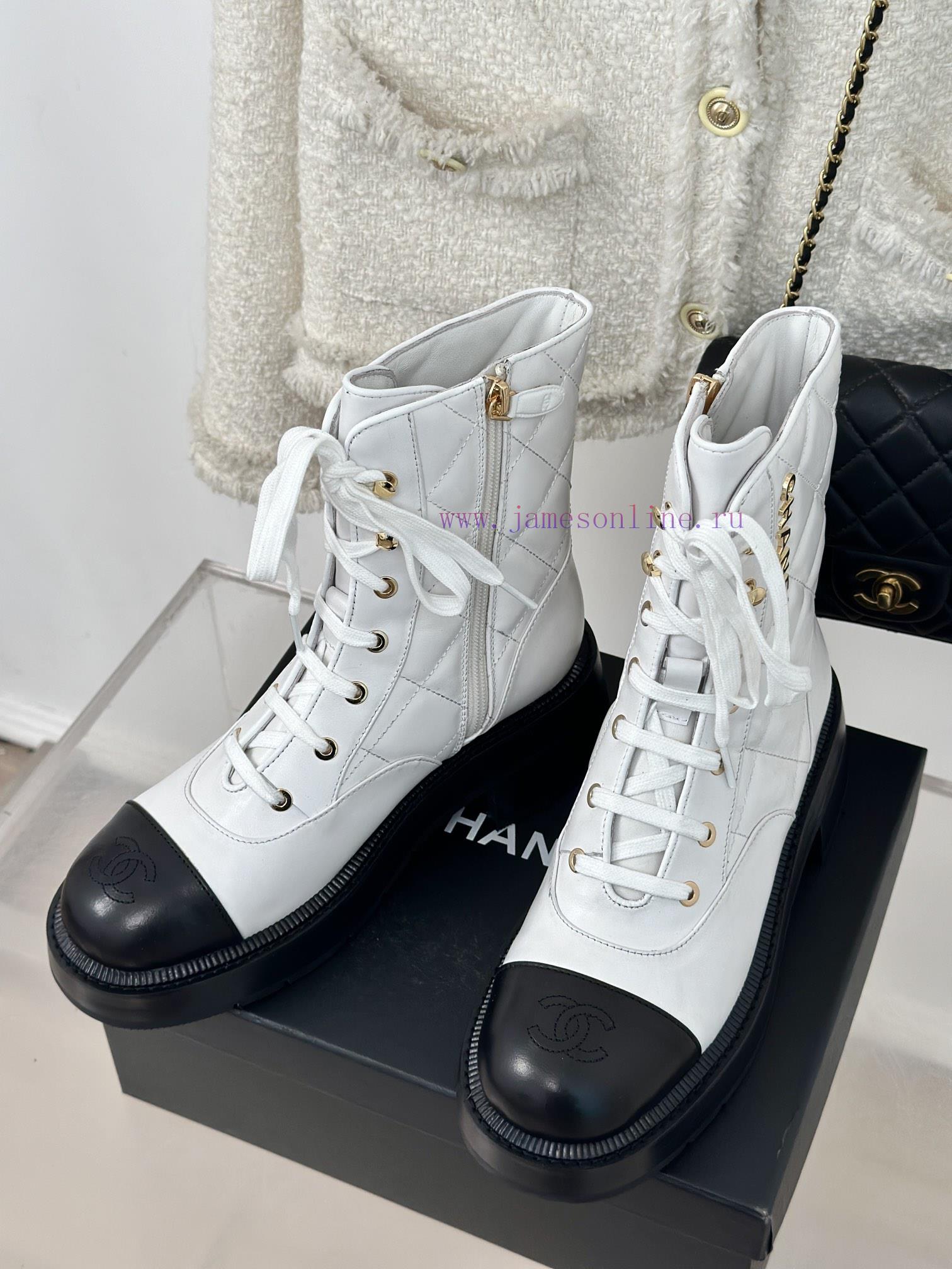 Chanel | Chanel Classic Autumn/Winter Double C Diamond Grid Letter Thick Heel Short BootsTheh19tmq4v - Image 3