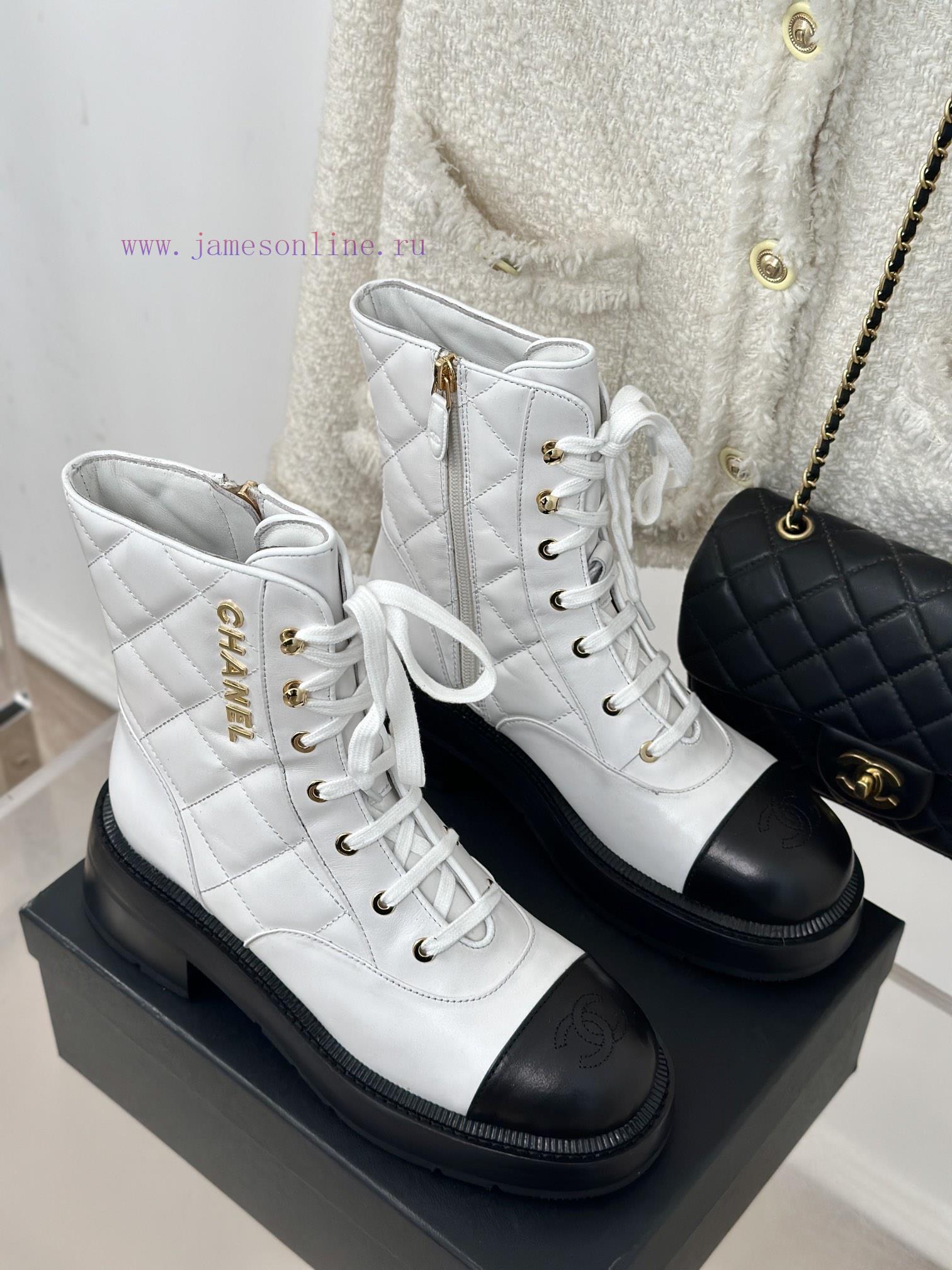 Chanel | Chanel Classic Autumn/Winter Double C Diamond Grid Letter Thick Heel Short BootsTheh19tmq4v - Image 5