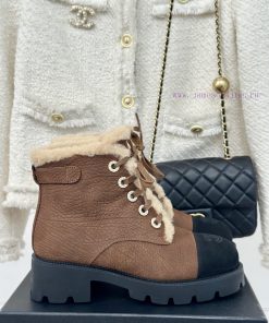 Chanel | Chanel 24K Autumn/Winter New ProductsColor blocked lace up snow boots Martin bootsTwnfz7w6l