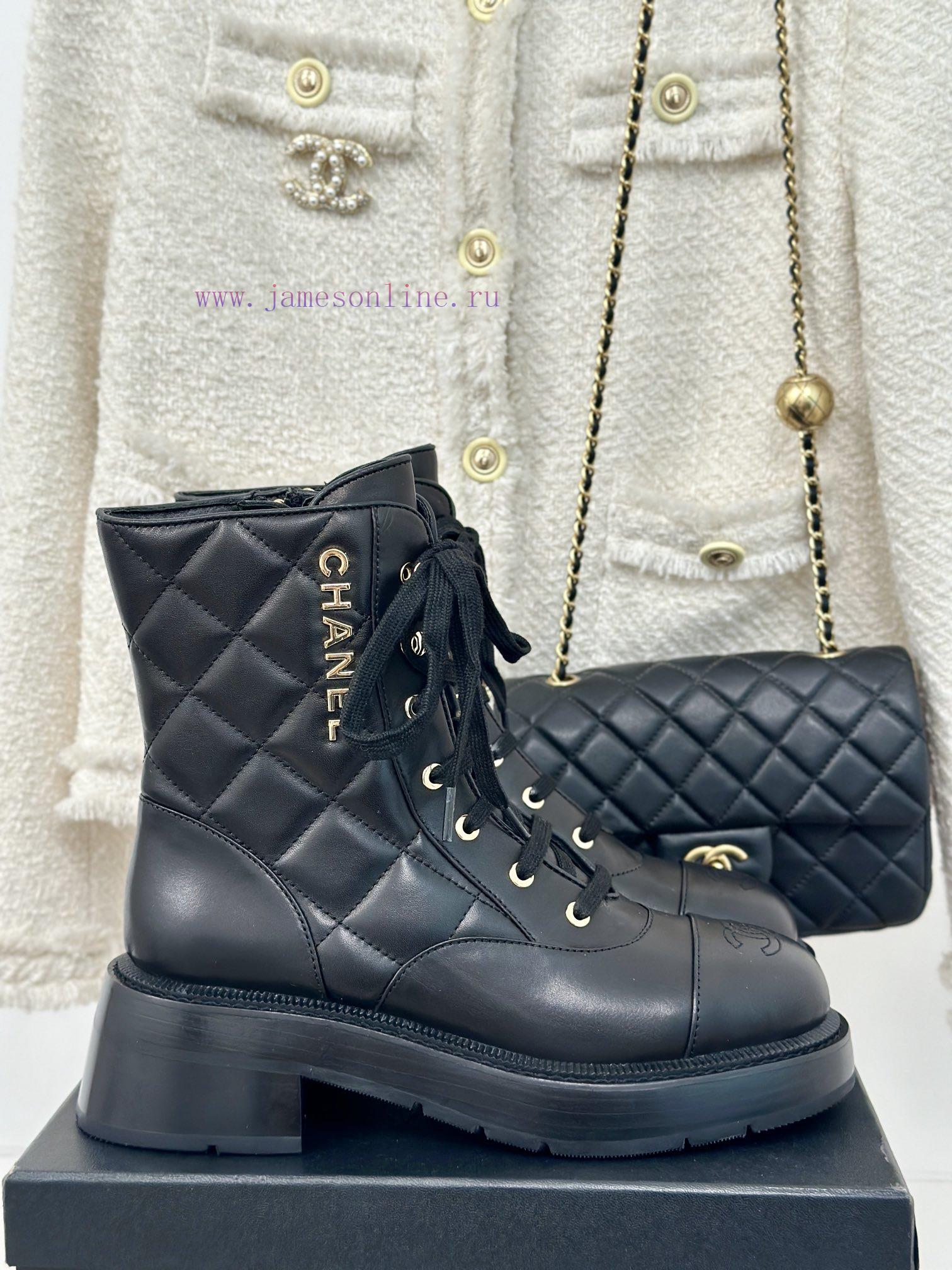 Chanel | Chanel Classic Autumn/Winter Double C Diamond Grid Letter Thick Heel Short BootsTheuc4c4wr2 - Image 2