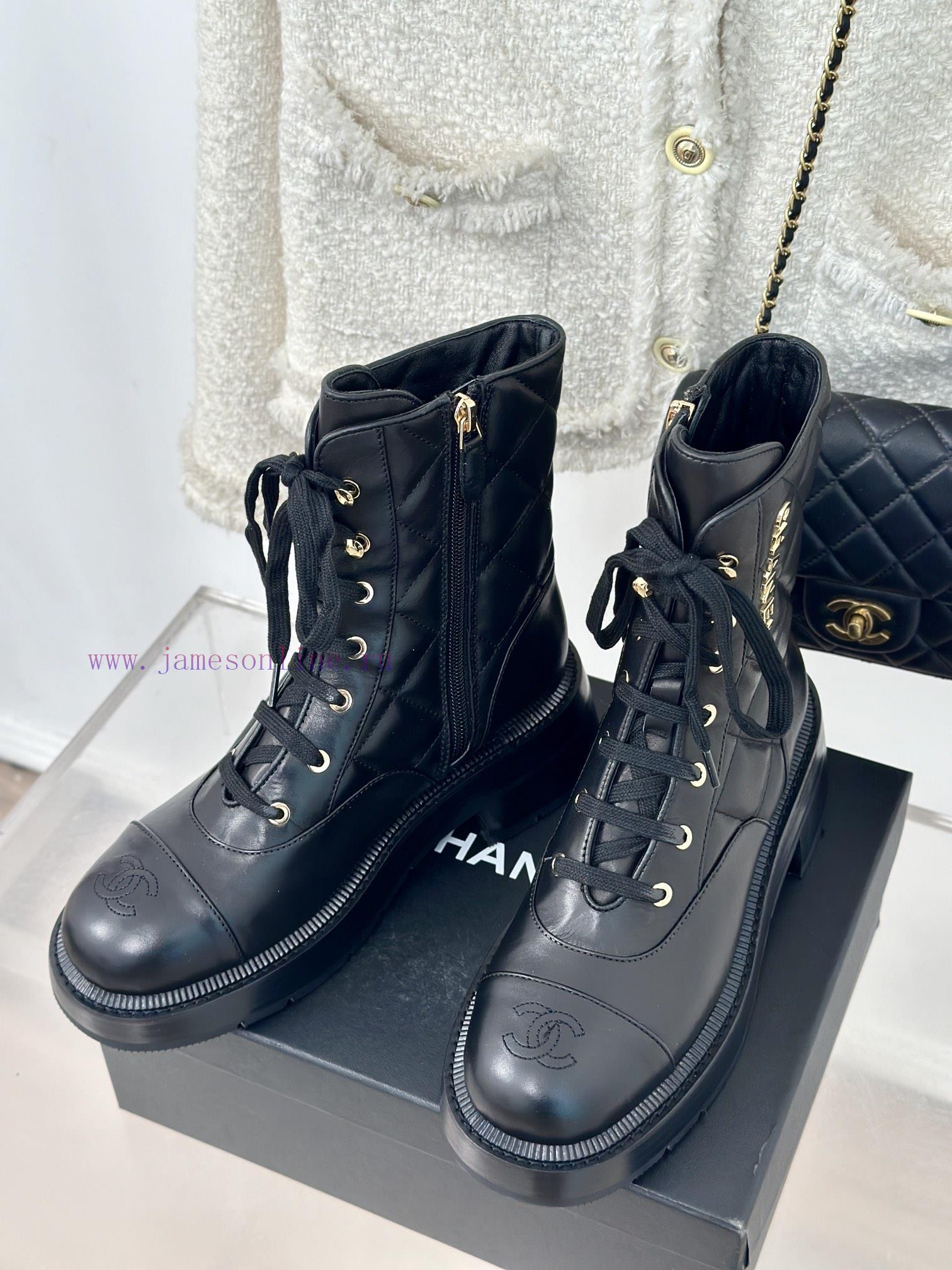 Chanel | Chanel Classic Autumn/Winter Double C Diamond Grid Letter Thick Heel Short BootsTheuc4c4wr2 - Image 3